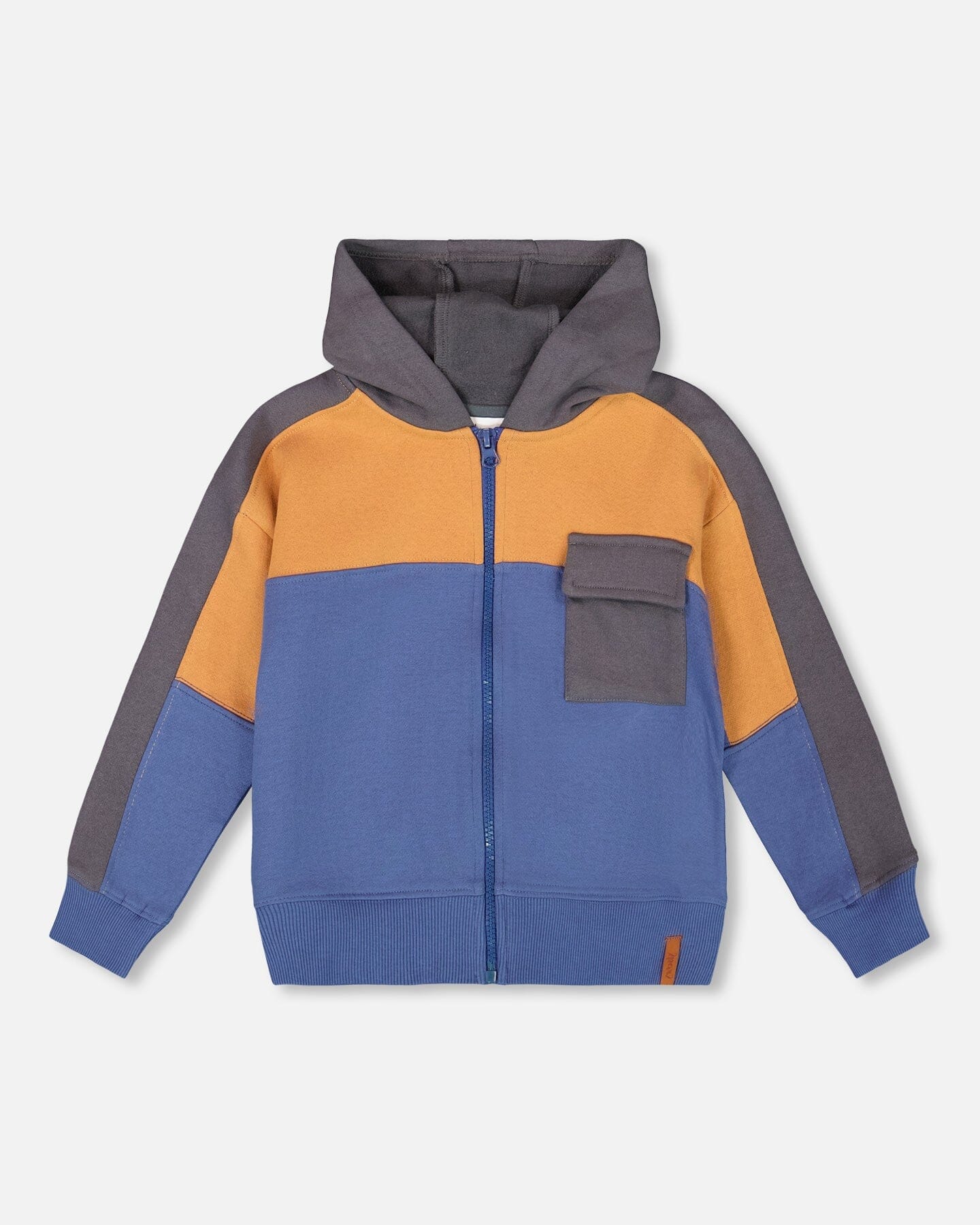 Full Zip Fleece Color Block Sweatshirt Blue - Deux par Deux
