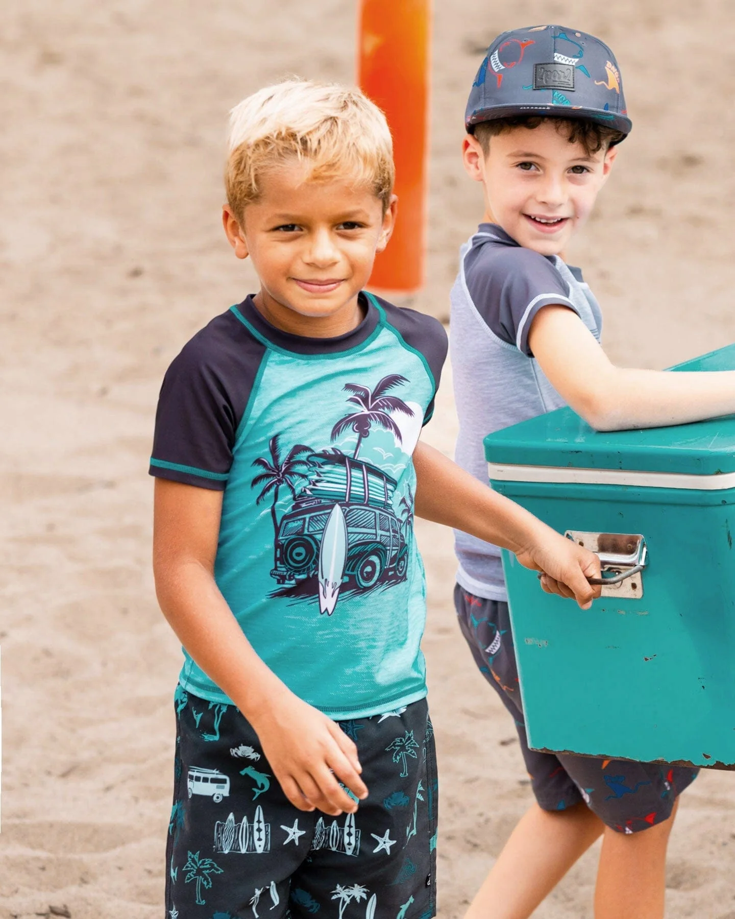 Short Sleeve Rashguard Light Blue And Black - Deux par Deux