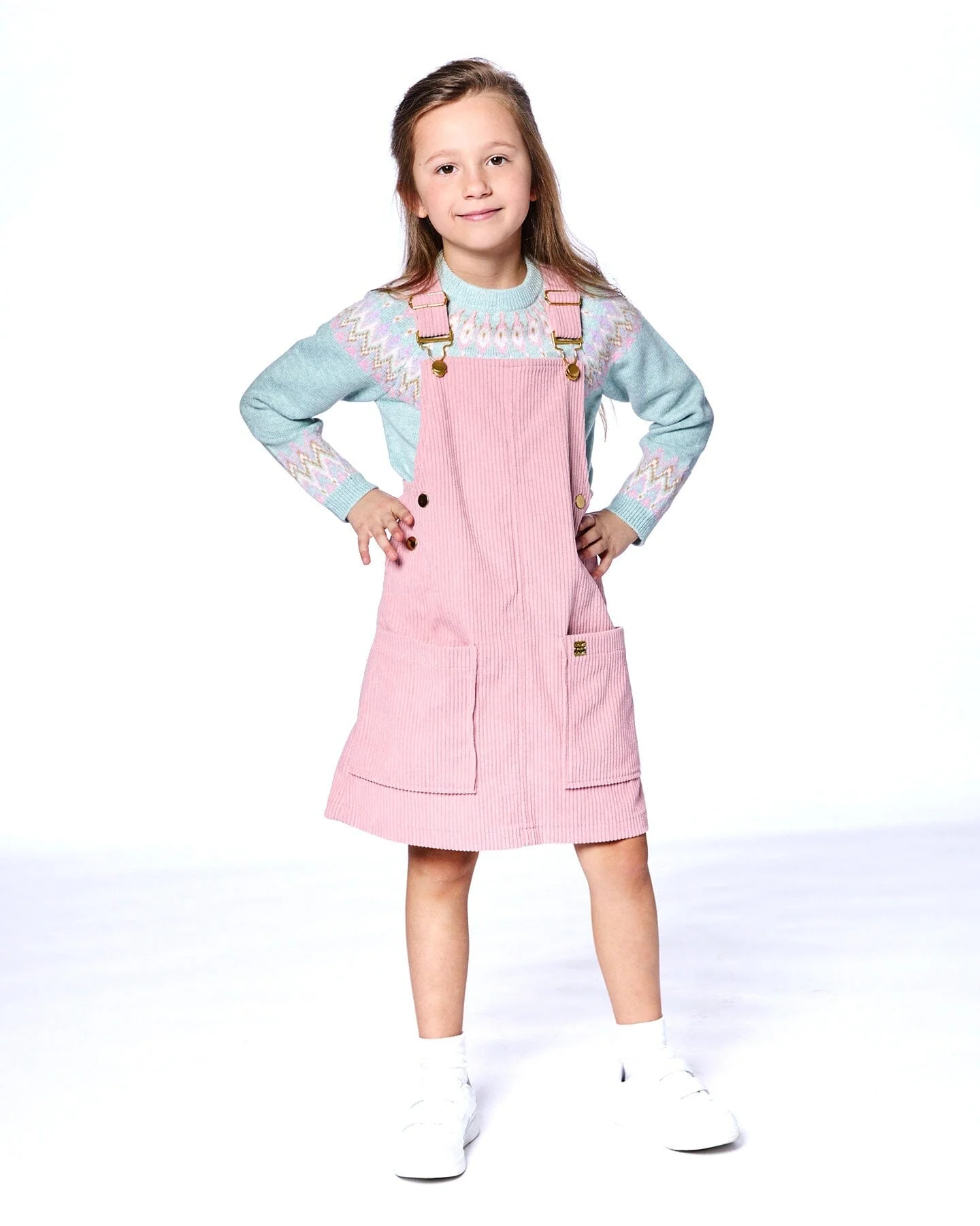 Corduroy Overall Dress Dusty Pink - Deux par Deux