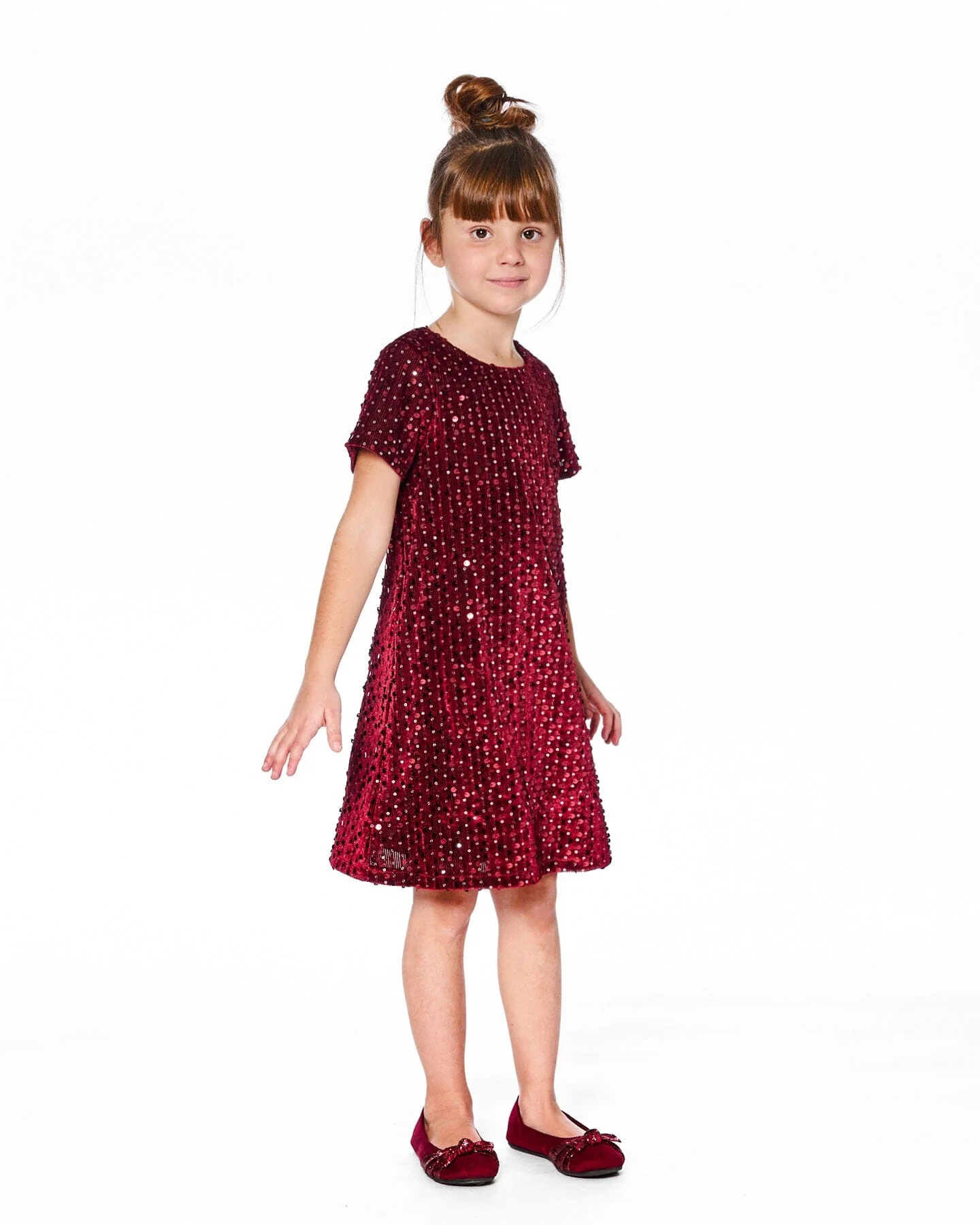 Velvet Short Sleeve Dress Red - Deux par Deux