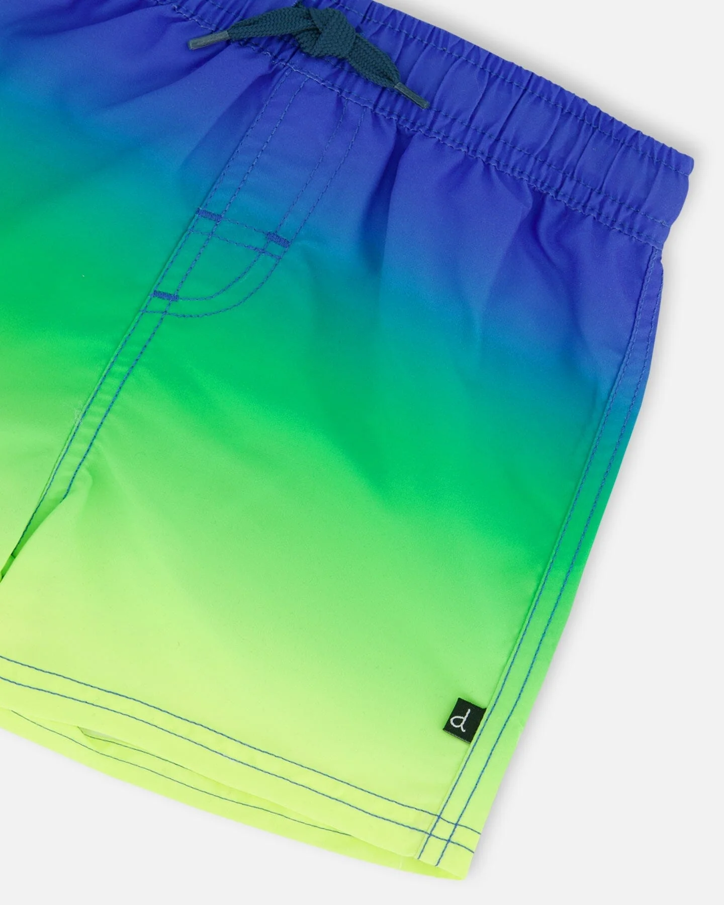 Swim Trunks Blue, Green, And Lime Gradient - Deux par Deux