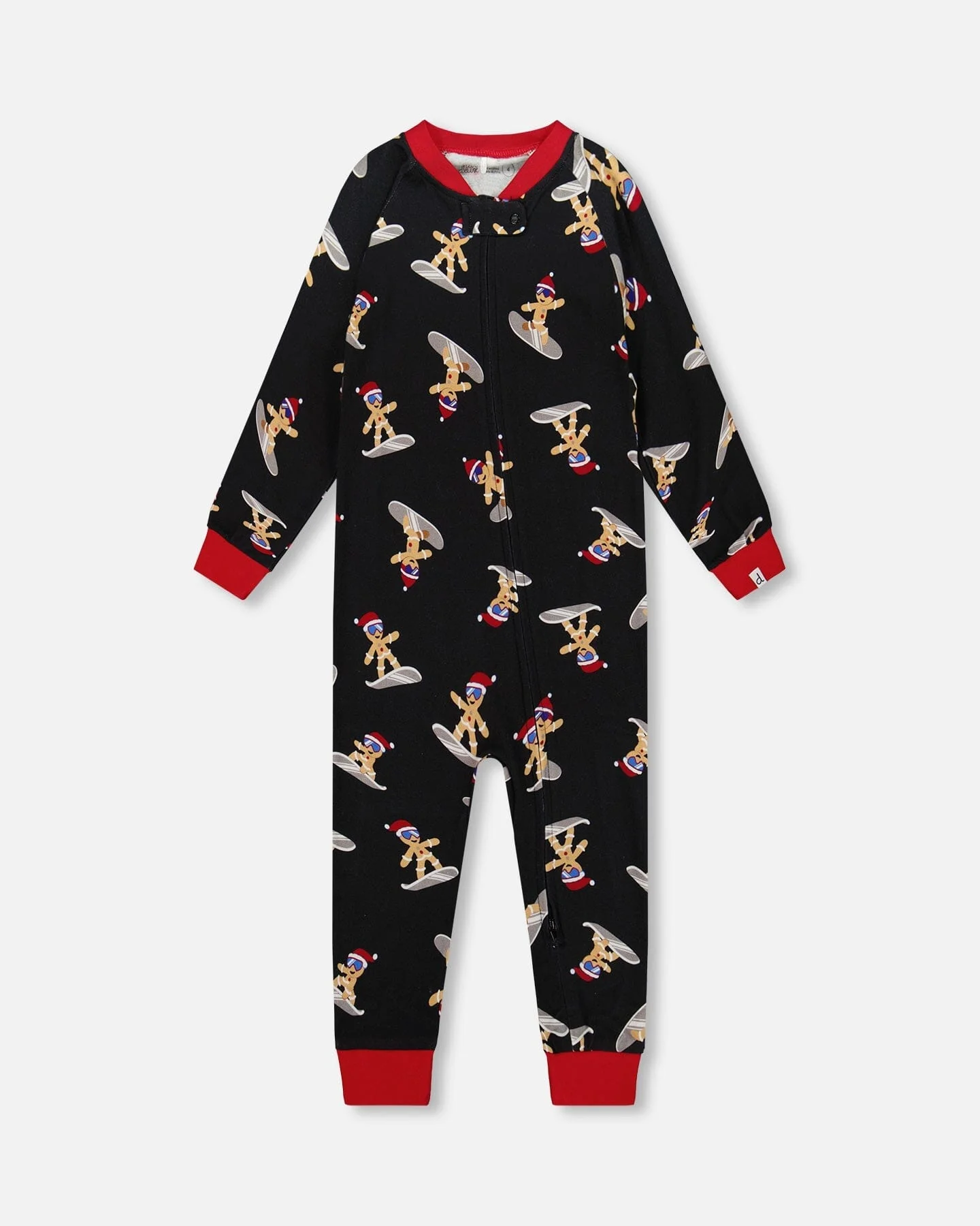 Organic Cotton Interlock One-Piece Pajama Black Cookie Print - Deux par Deux