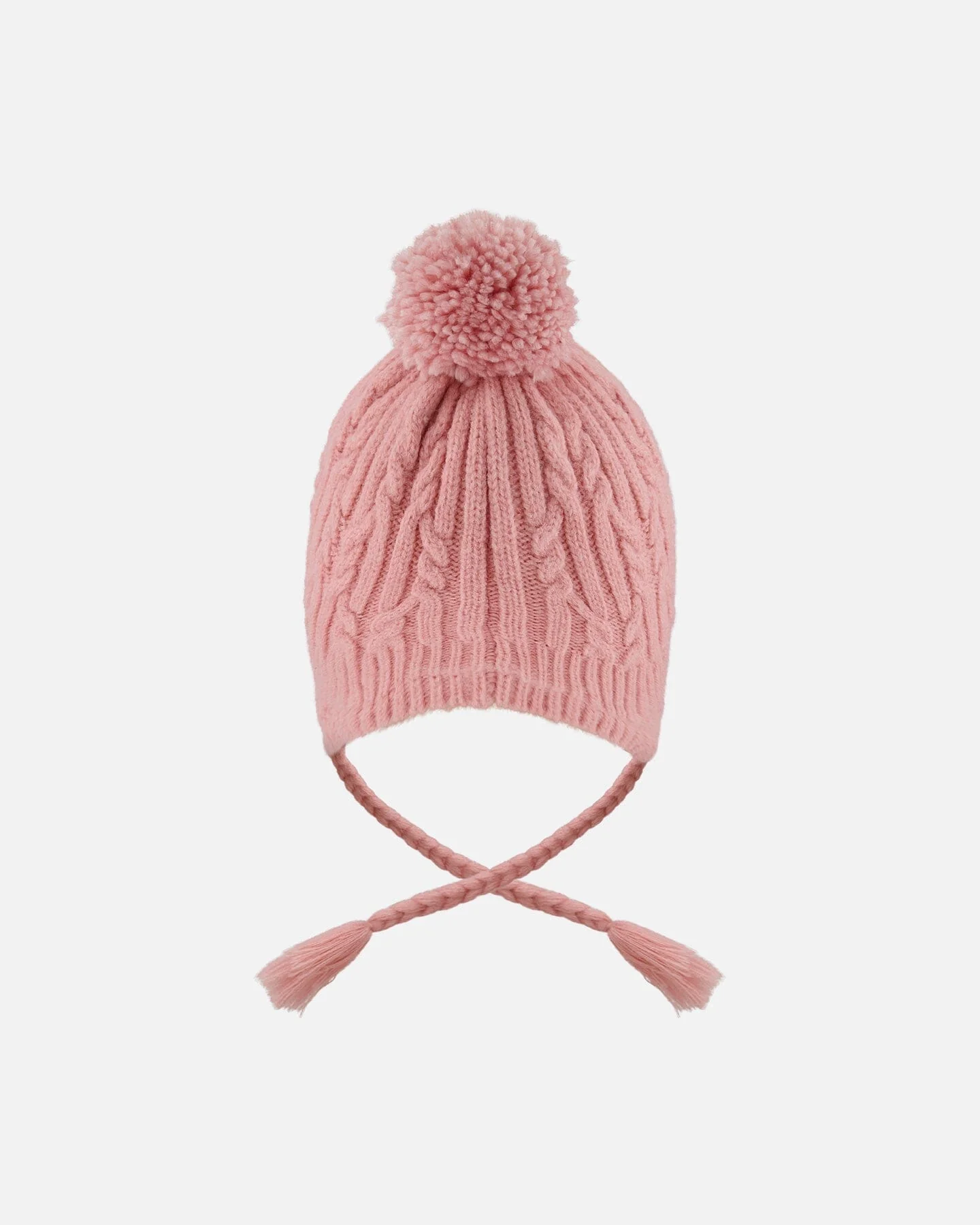 Lined Winter Hat With Pompom Dusty Pink - Deux par Deux