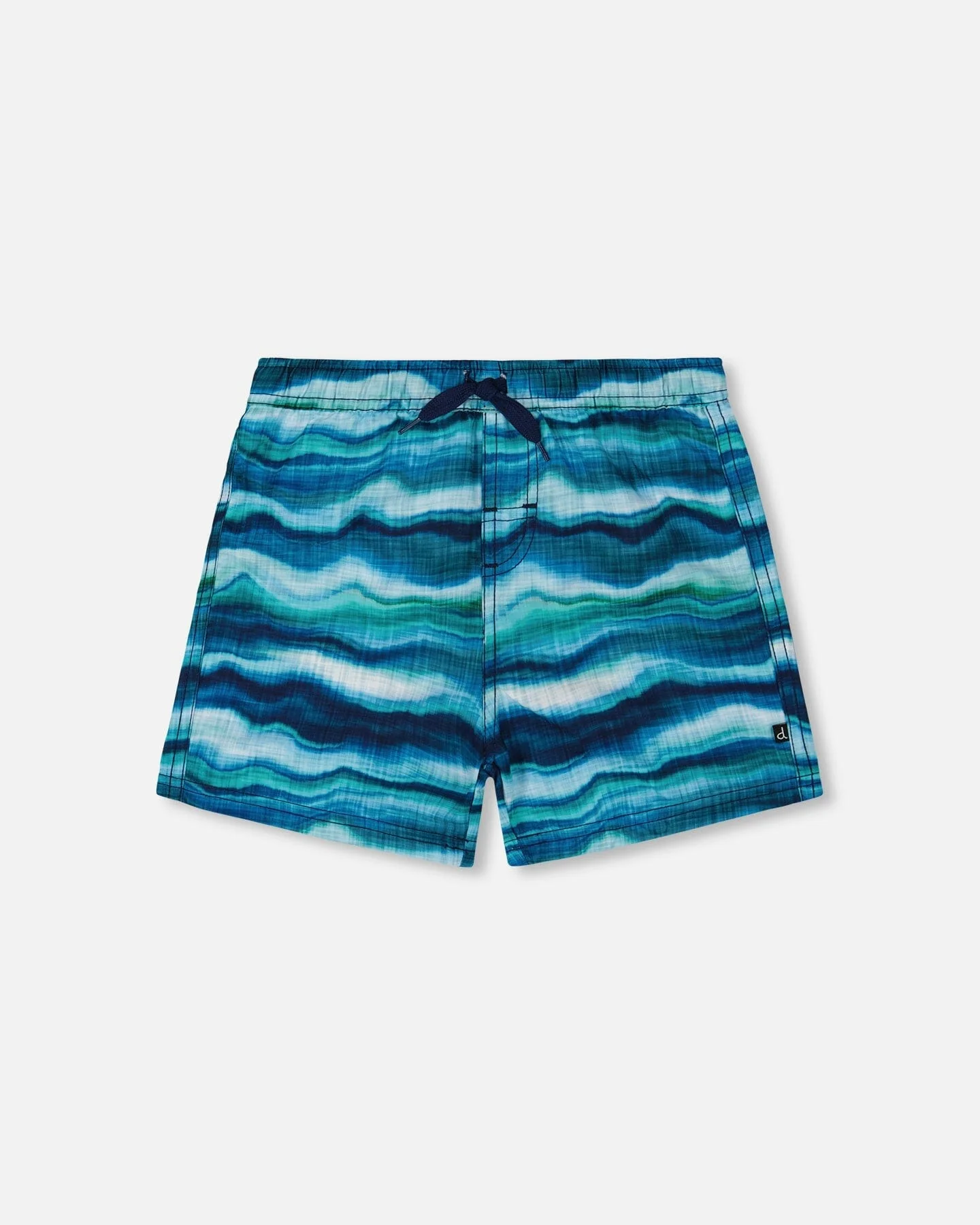Printed Boardshorts Blue Wave And Black - Deux par Deux