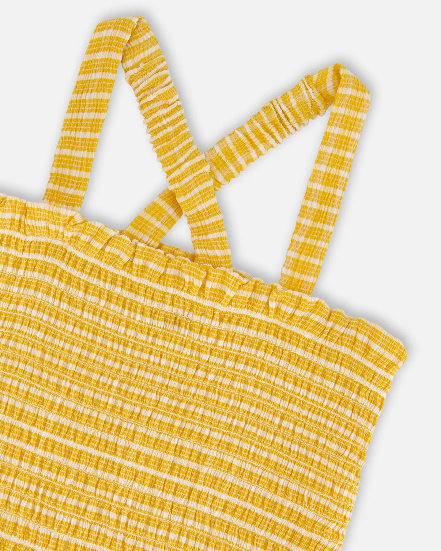 Smocked Tank Top Pale Yellow And White - Deux par Deux