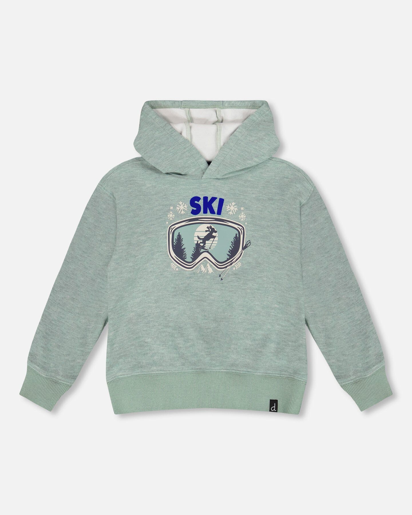 Super Soft Hooded Brushed Jersey Sweatshirt With Graphic Print Green - Deux par Deux