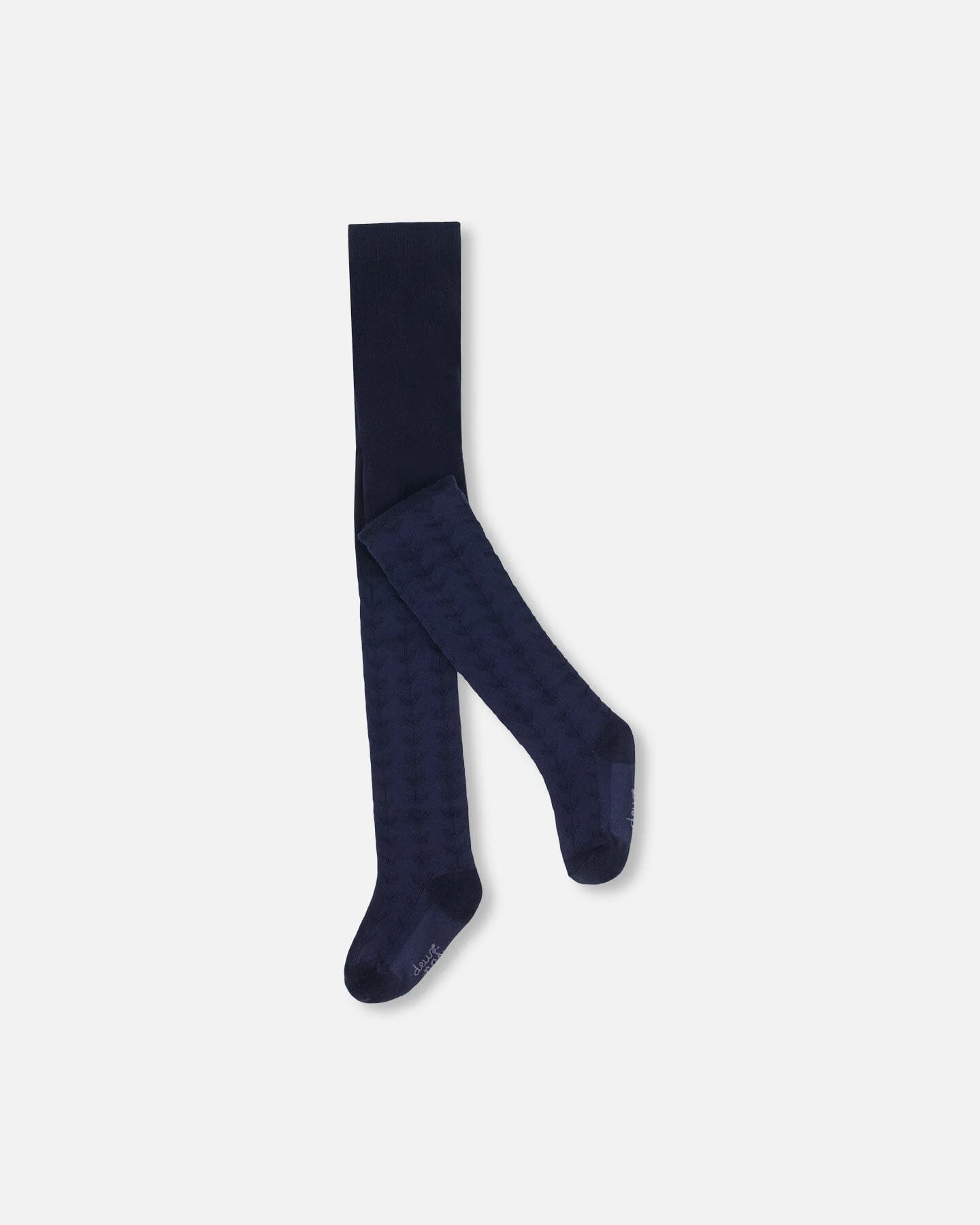 Tonal Jacquard Tights Navy - Deux par Deux