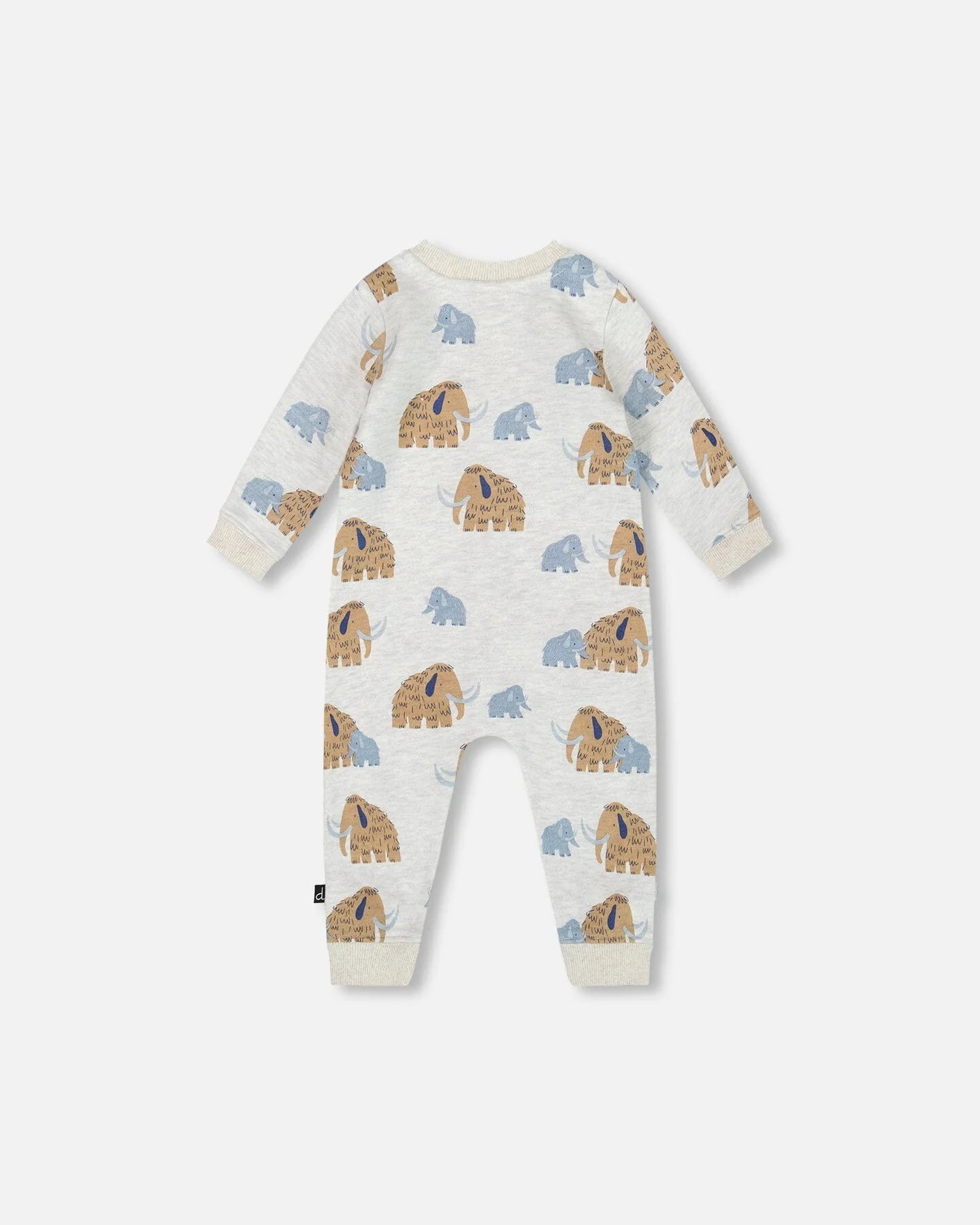 One-Piece Fleece Romper Beige Mammoth Print - Deux par Deux
