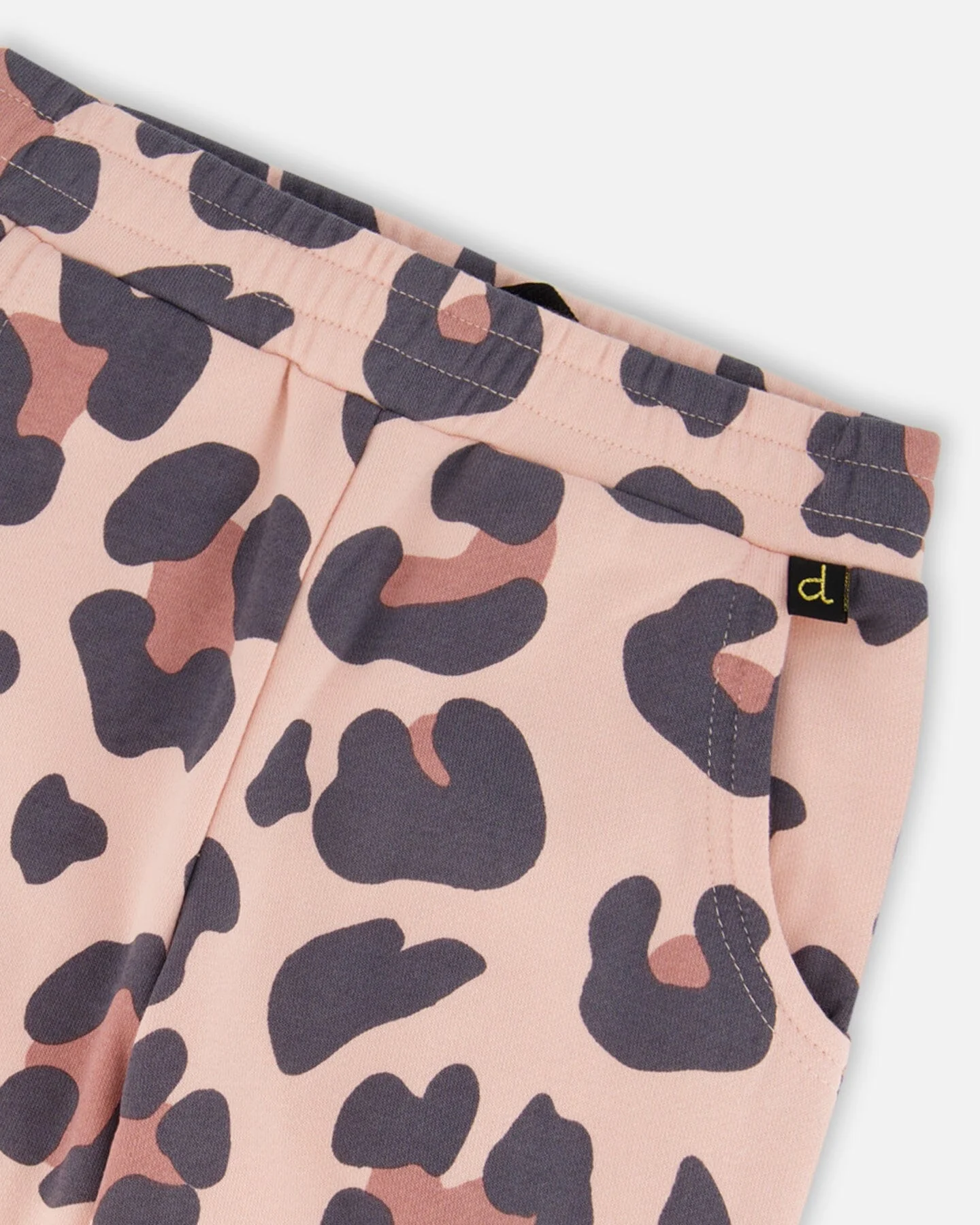 French Terry Wide Leg Sweatpants Pink Leopard - Deux par Deux