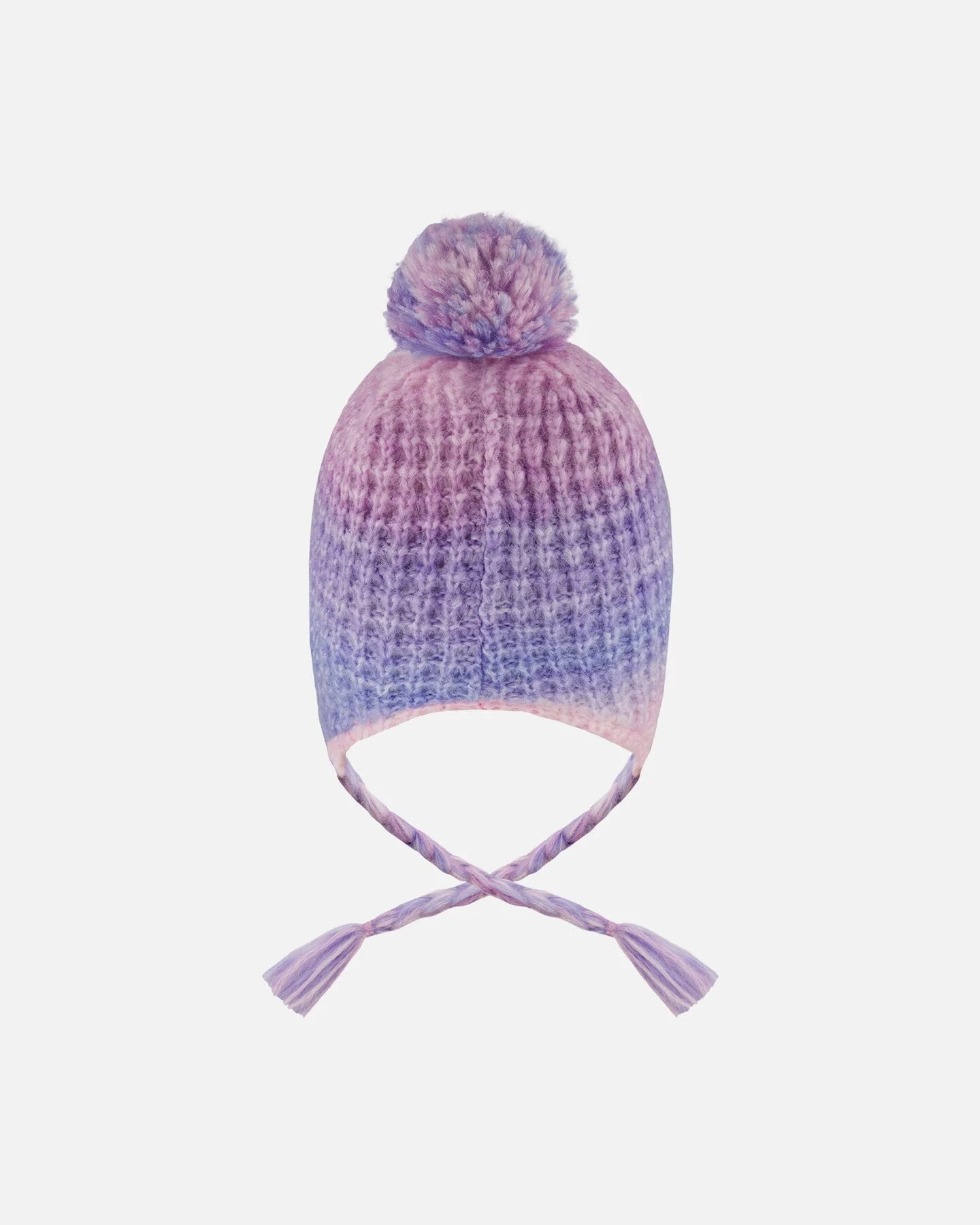 Lined Peruvian Knit Pompom Hat Blue, Purple And Pink - Deux par Deux