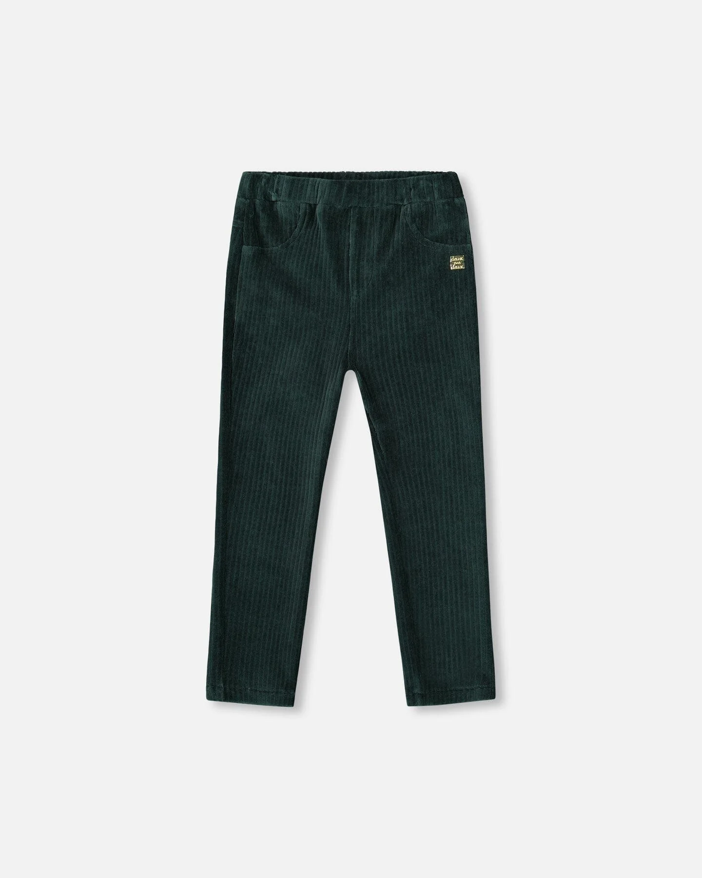 Stretch Velour Rib Treggings Dark Green - Deux par Deux