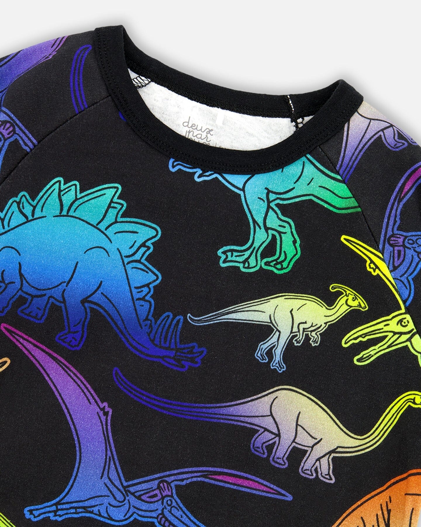 Two-Piece Organic Cotton Pajama Set Black Dinosaur Print - Deux par Deux