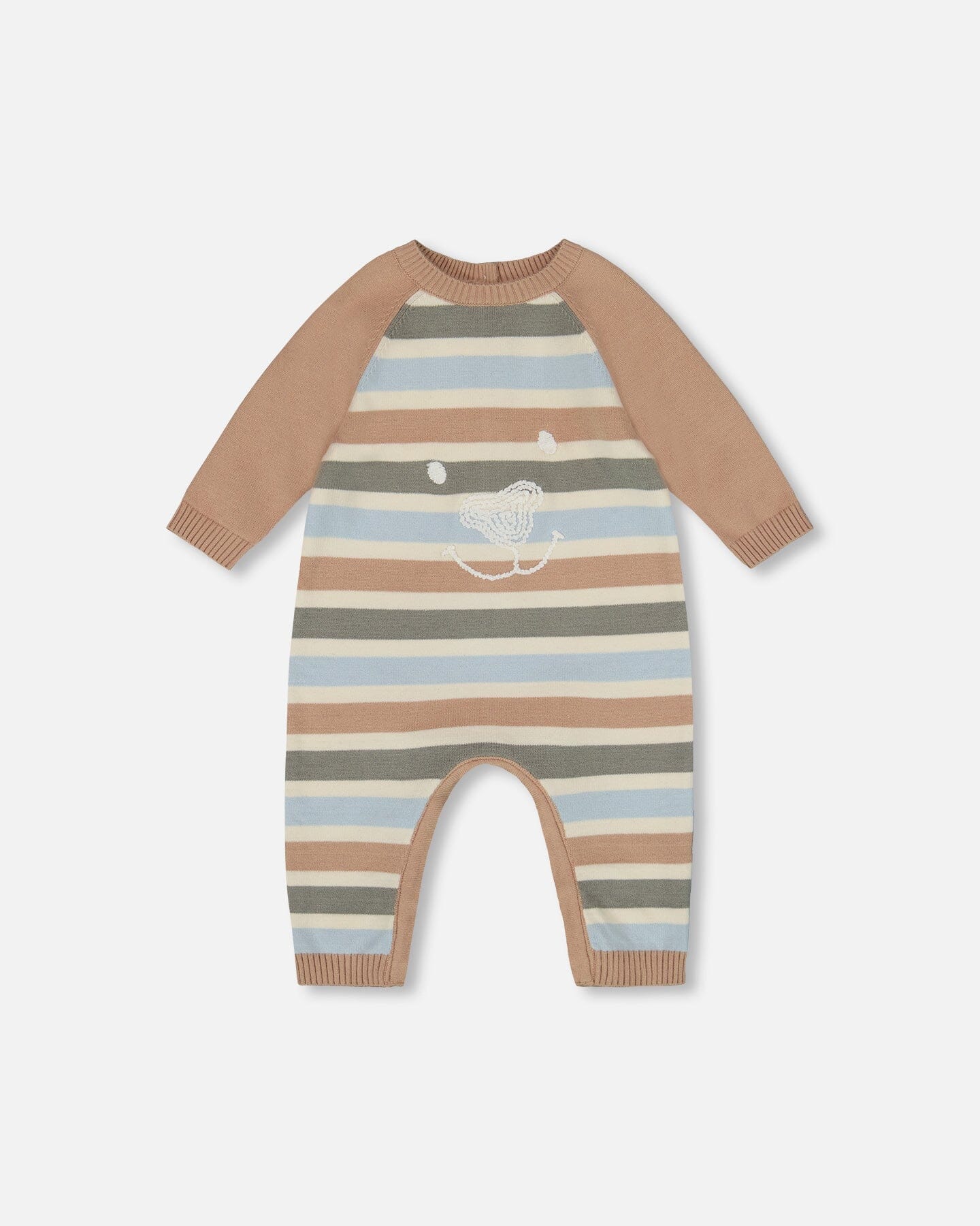 Knitted Romper Blue And Green Stripes - Deux par Deux