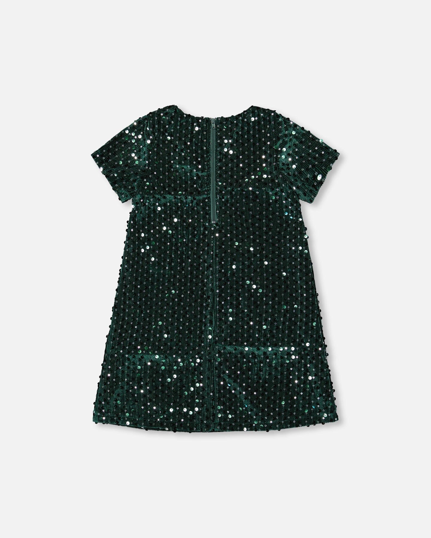 Velvet Short Sleeve Dress Forest Green - Deux par Deux