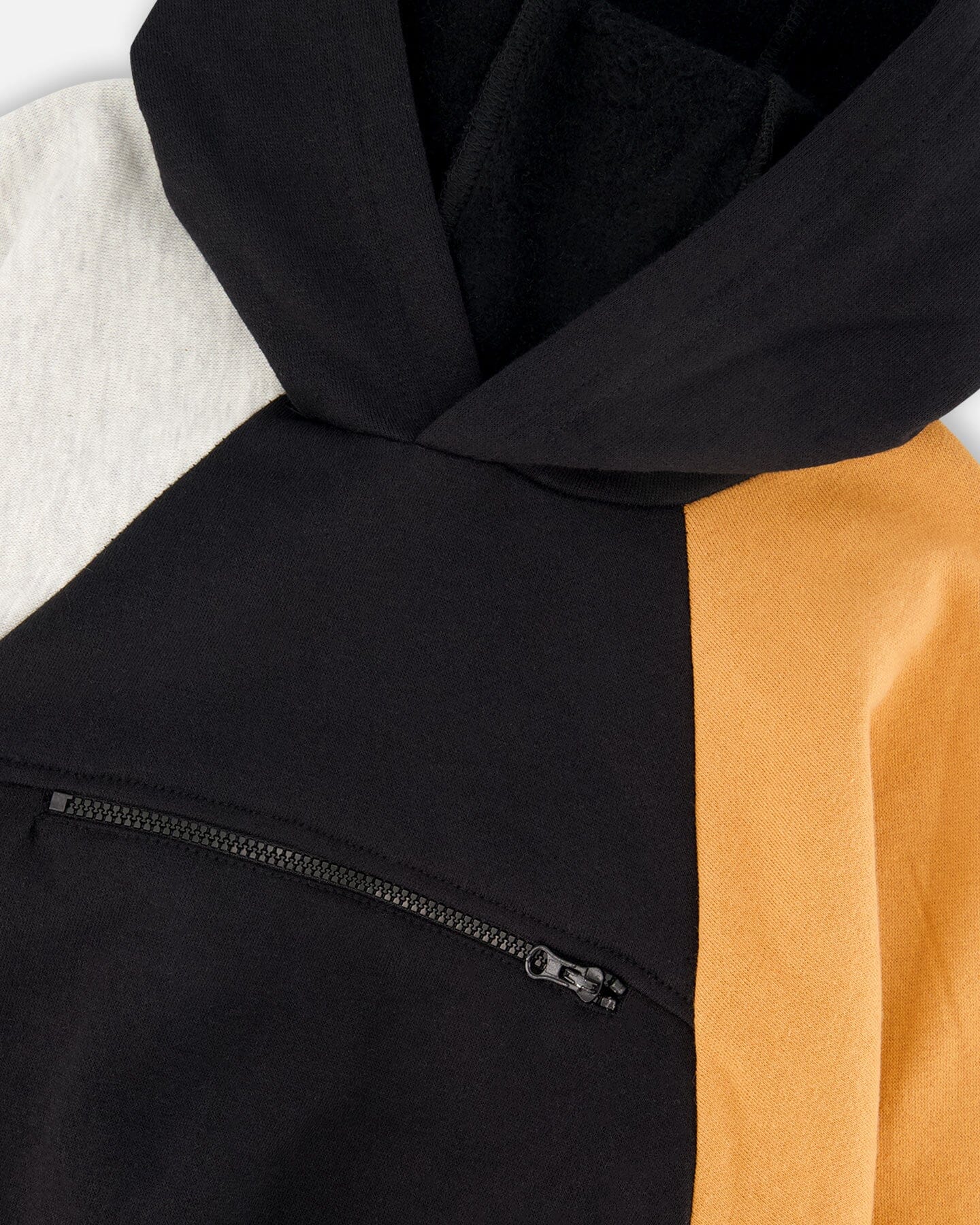 Pullover Hooded Fleece Sweatshirt With Zip Pocket Black - Deux par Deux