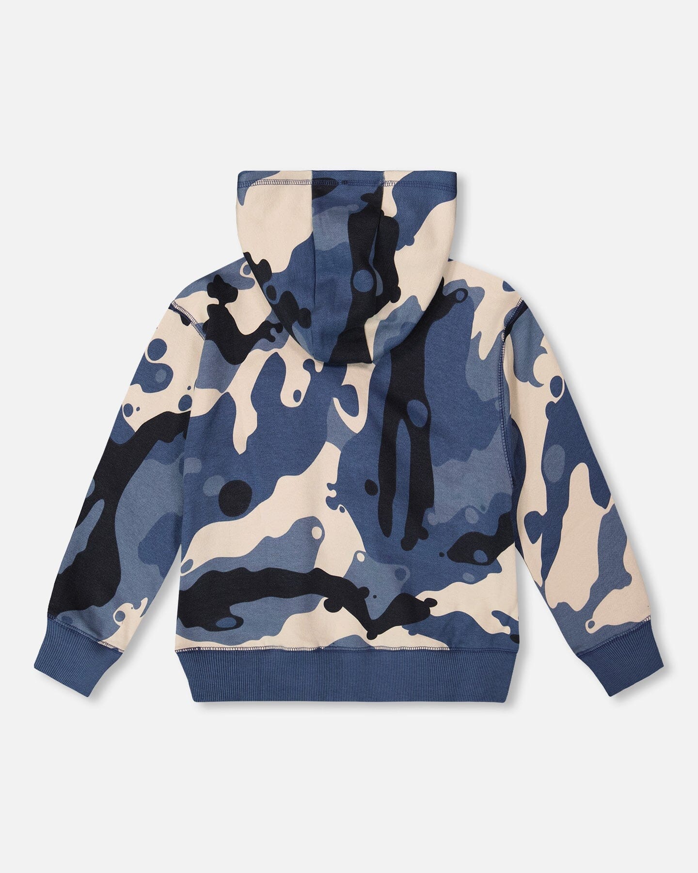 Hooded Fleece Sweatshirt With Crossbody Bag Blue Camouflage - Deux par Deux