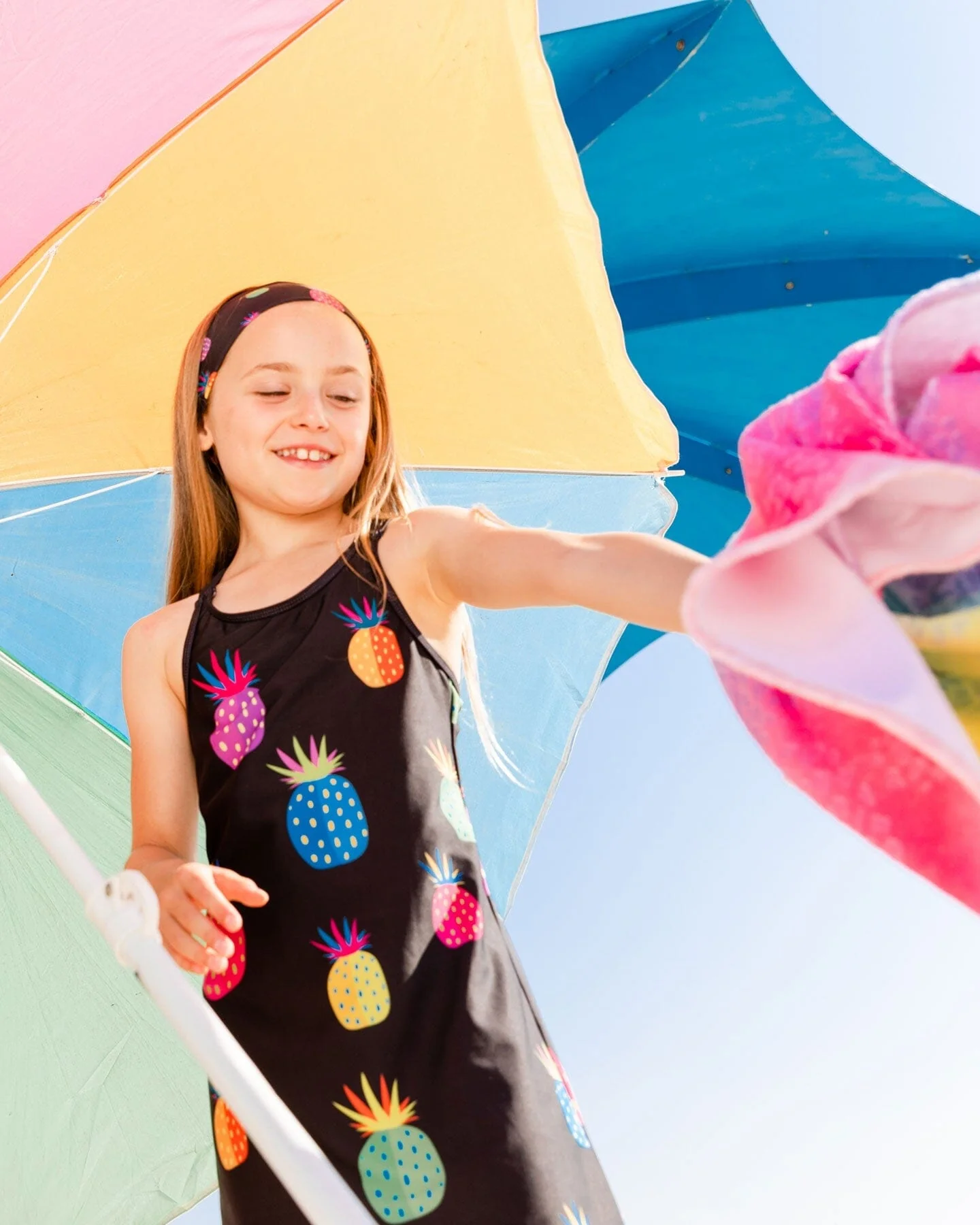 Beach Dress Black Printed Pineapples - Deux par Deux