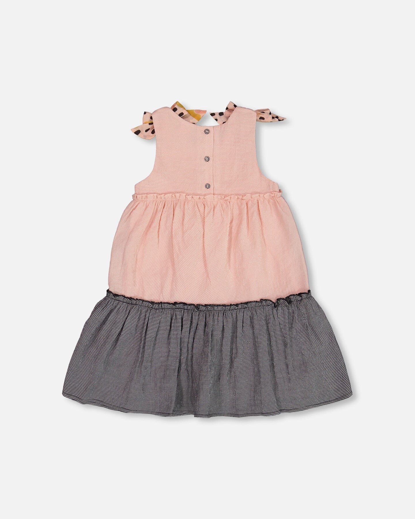 Tiered Dress With Bows Pink And Black - Deux par Deux