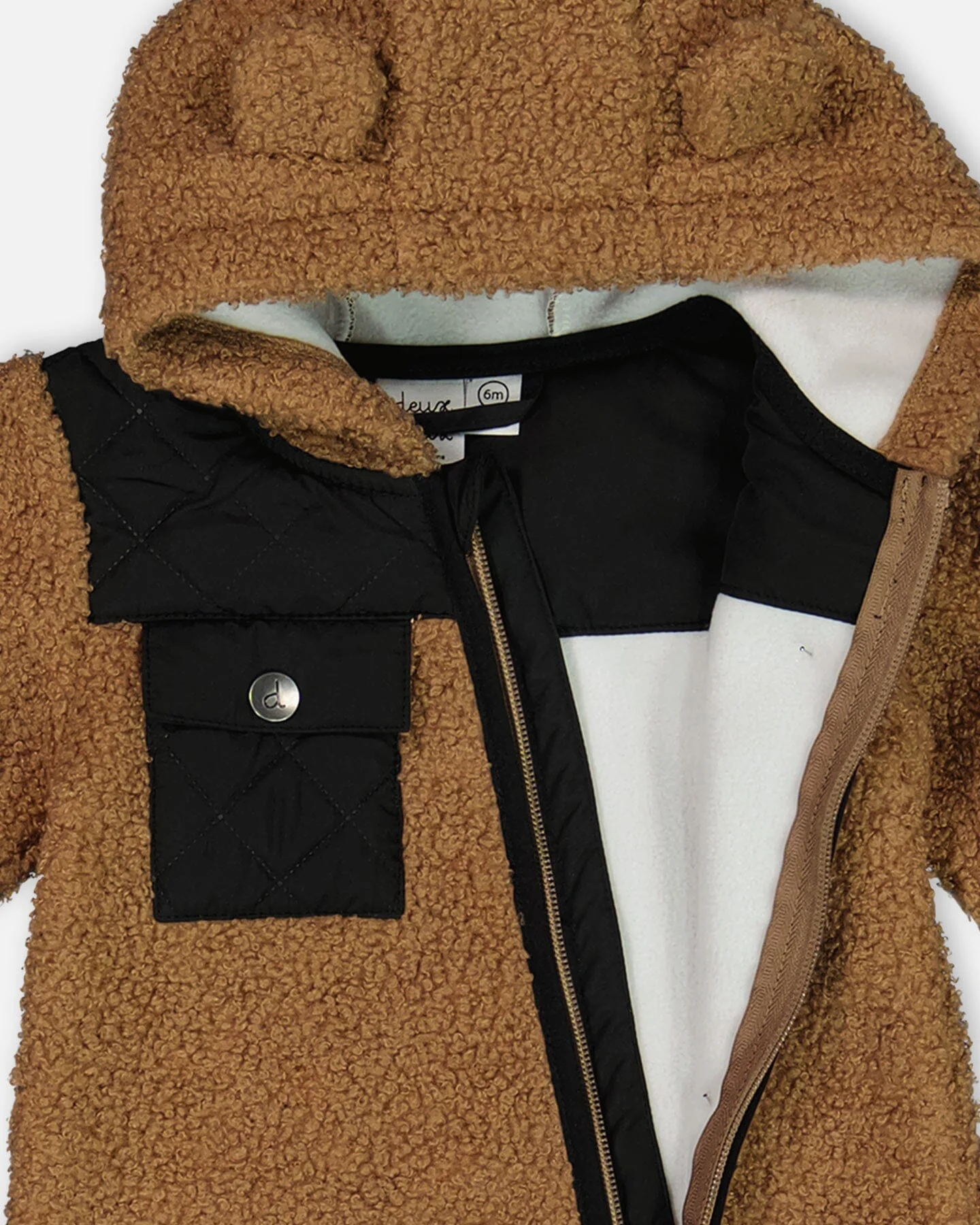 Baby One-Piece Sherpa Mid-Season Outerwear Tan And Black - Deux par Deux