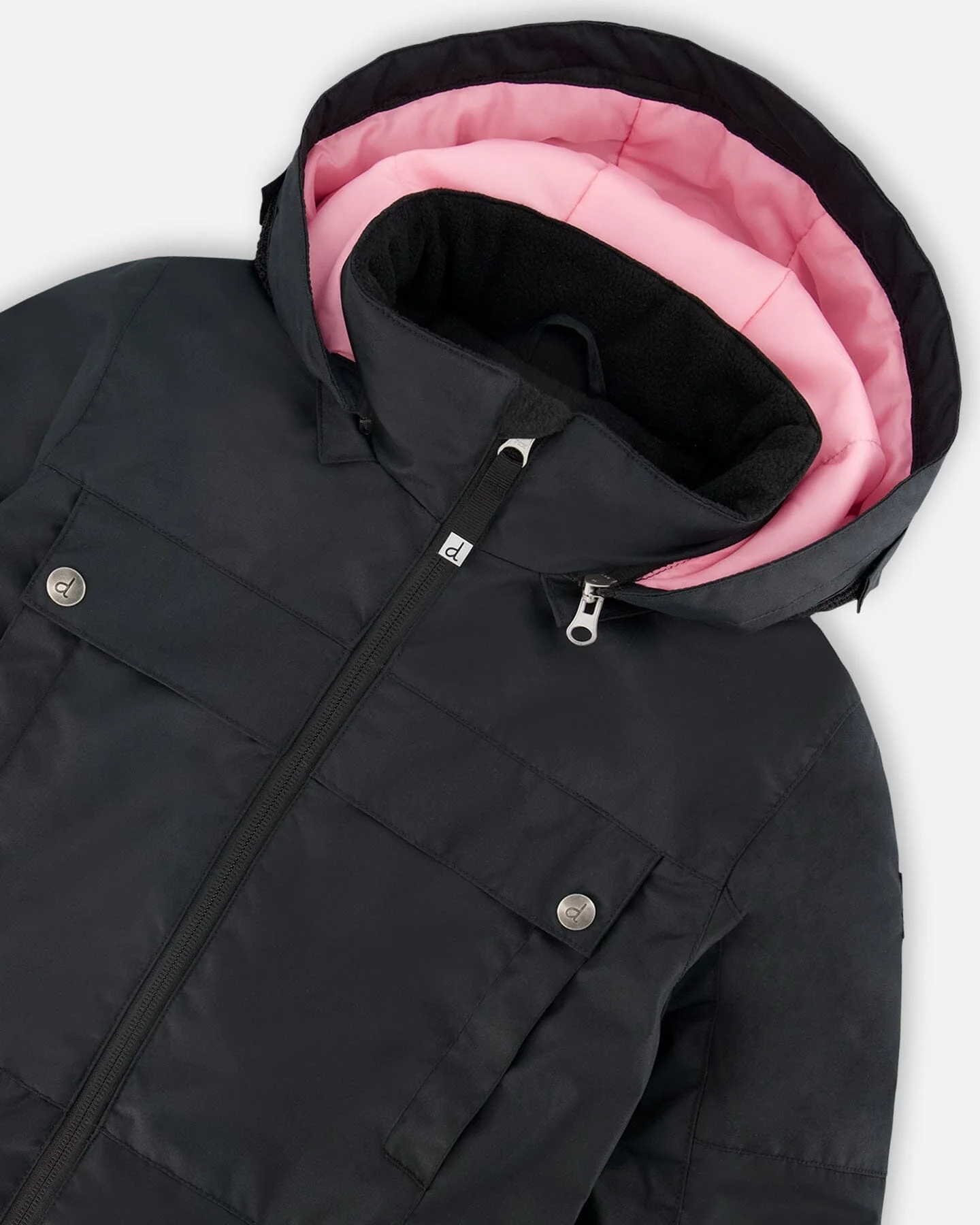 One-Piece Teknik Snowsuit Black With Pink - Deux par Deux
