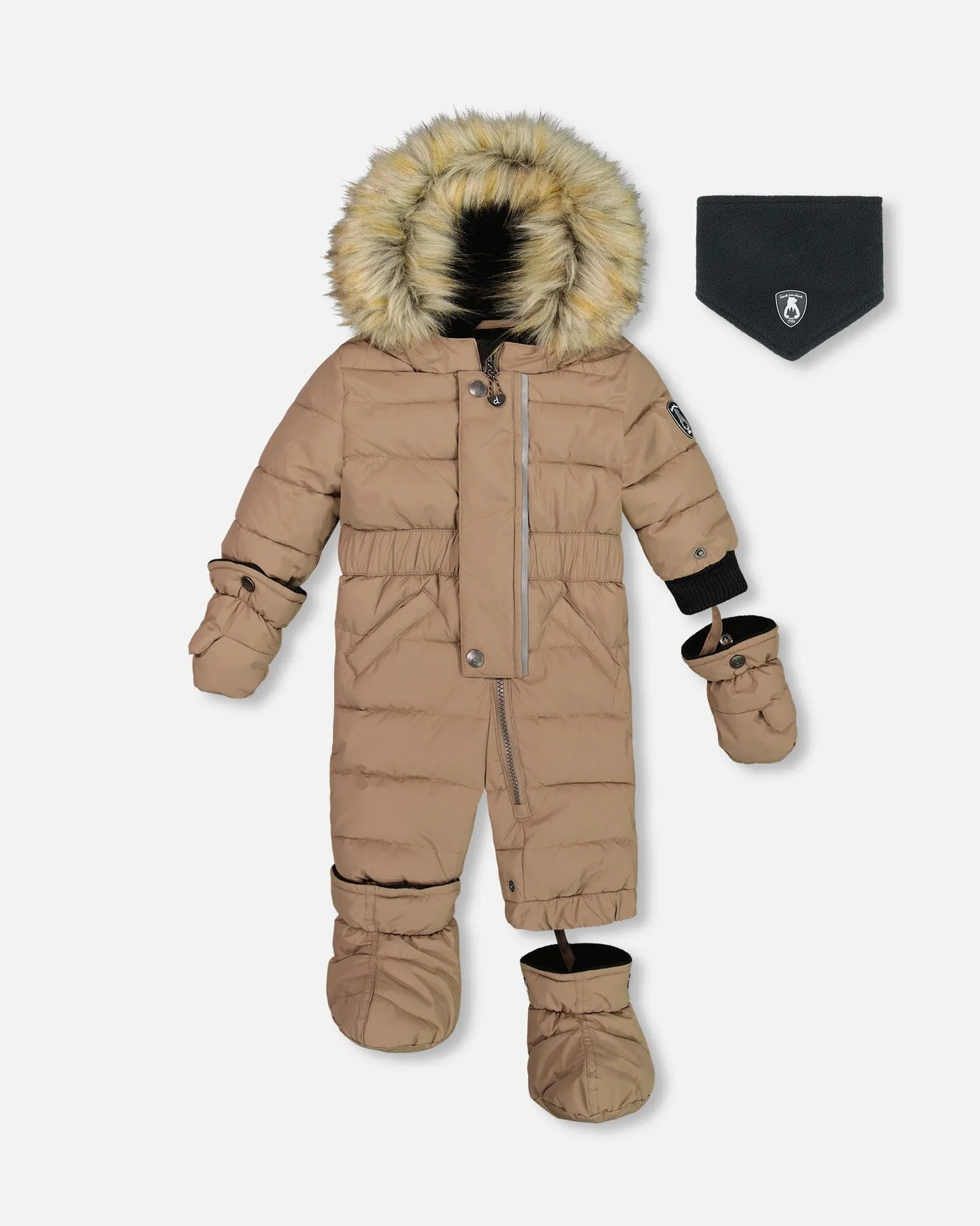 One Piece Baby Snowsuit Coffee - Deux par Deux