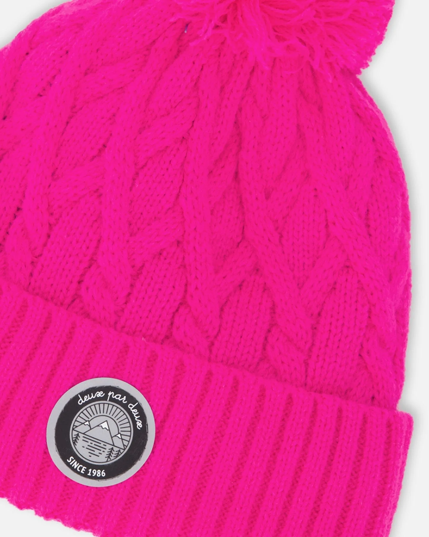 Lined Knit Pompom Hat Fuchsia - Deux par Deux