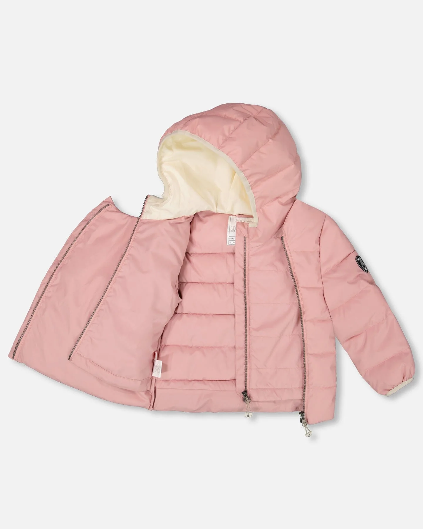 Compressible Winter Puffy Coat Designed For Car Seat Dusty Pink - Deux par Deux