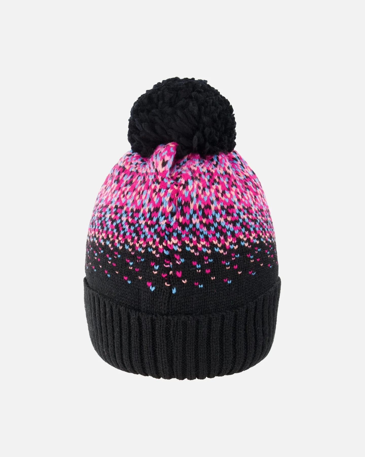 Lined Knit Pompom Hat Black And Pink - Deux par Deux