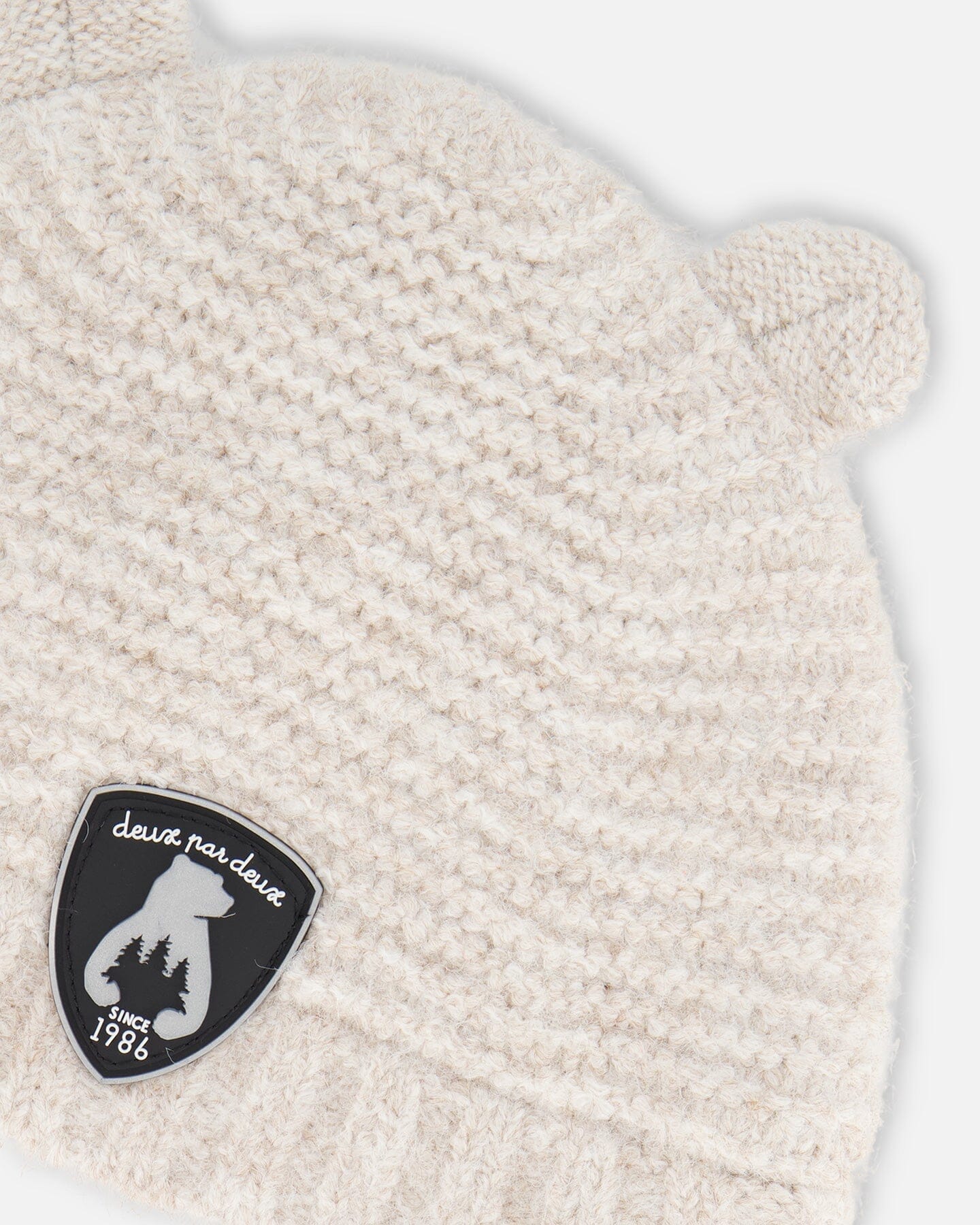 Knit Hat With Ears Off White - Deux par Deux