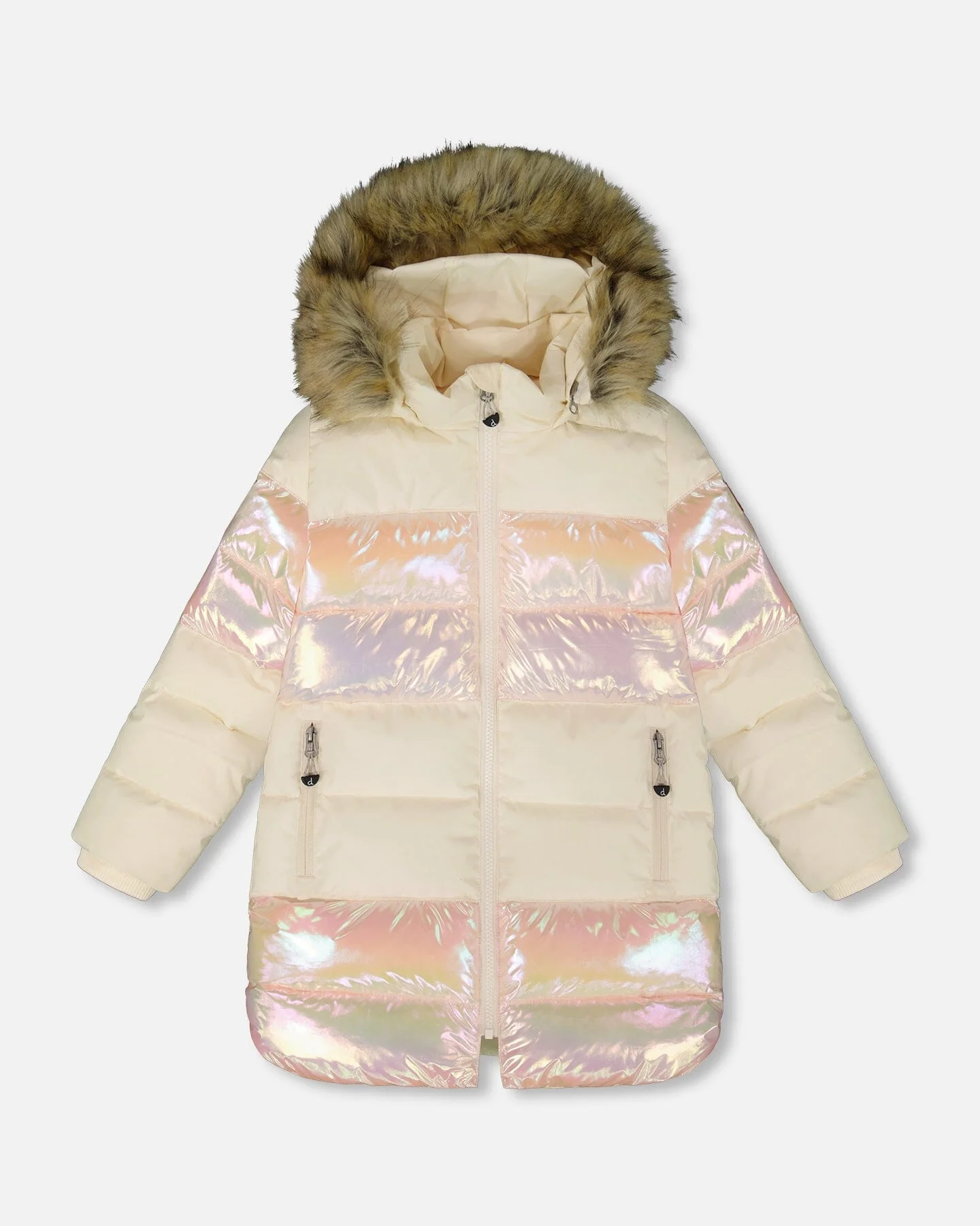 Long Metallic Puffy Winter Coat White - Deux par Deux
