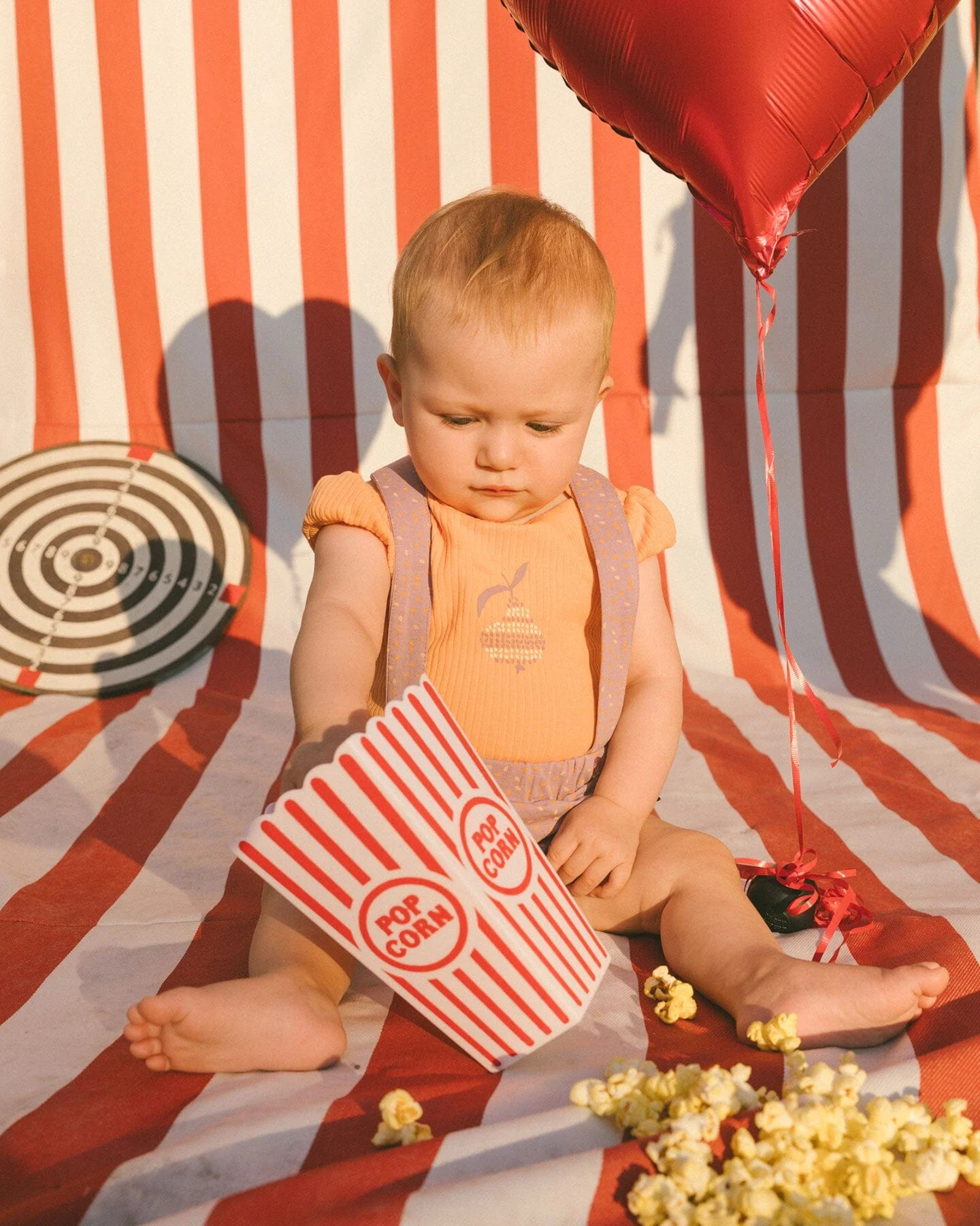 Printed Organic Cotton Onesie And Shortall Set Orange And Purple - Deux par Deux