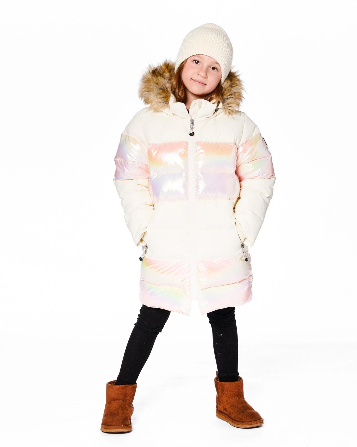 Long Metallic Puffy Winter Coat White - Deux par Deux
