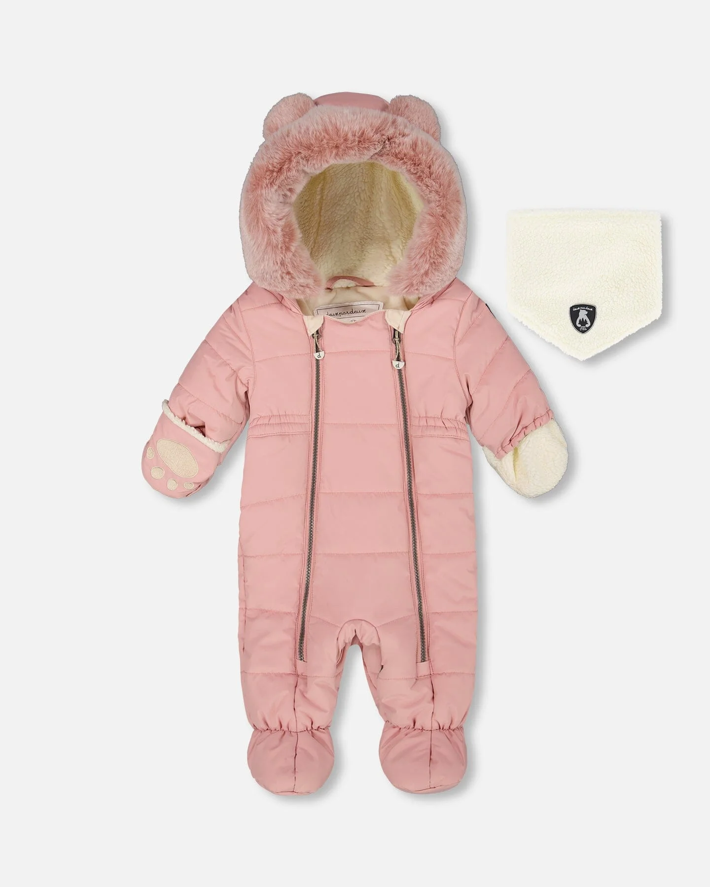 One-Piece Baby Layette Snowsuit Designed For Car Seat Dusty Pink - Deux par Deux
