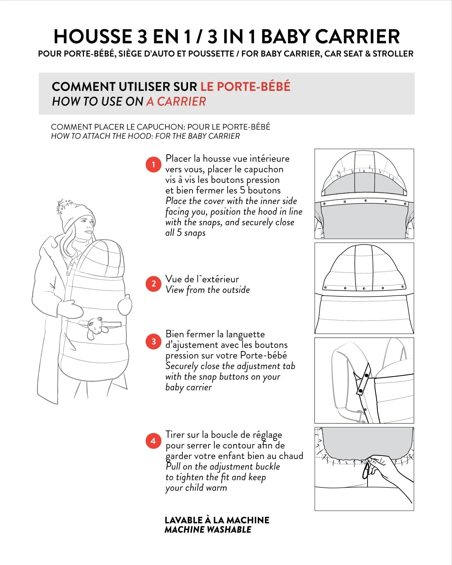 3-In-1 Multifunction Cover For Car Seat, Stroller, And Baby Carrier In Chanterelle - Deux par Deux