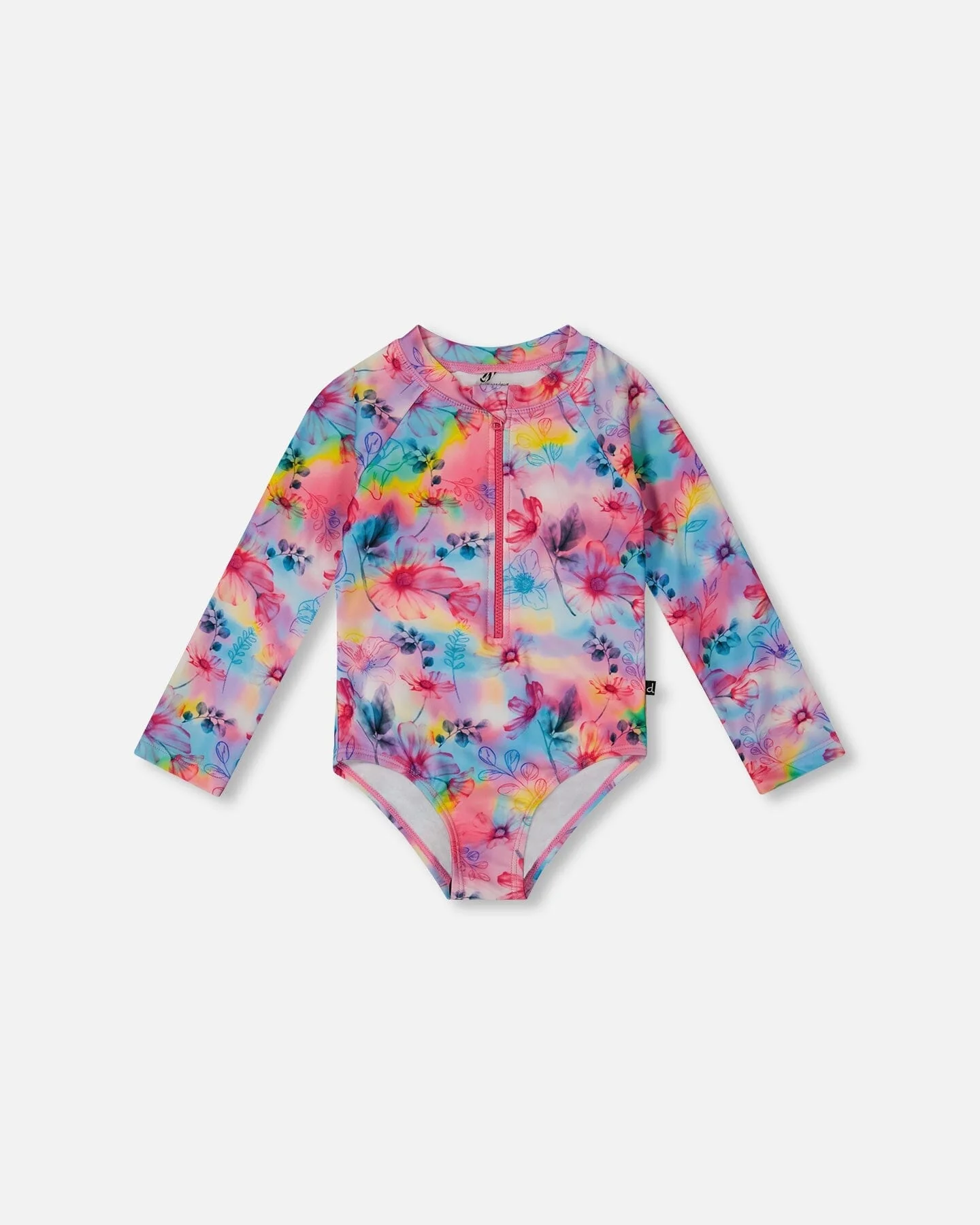 Printed Long Sleeve Rashguard Butterflies On Multicolored Background - Deux par Deux