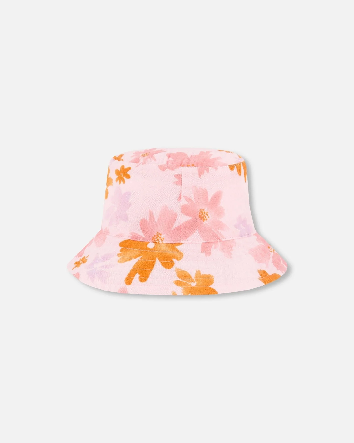 Printed Muslin Bucket Hat Pink And Coral Flowers - Deux par Deux