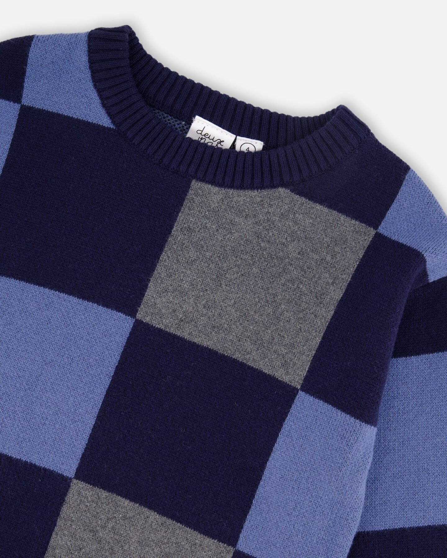 Knit Sweater Blue Checkered - Deux par Deux