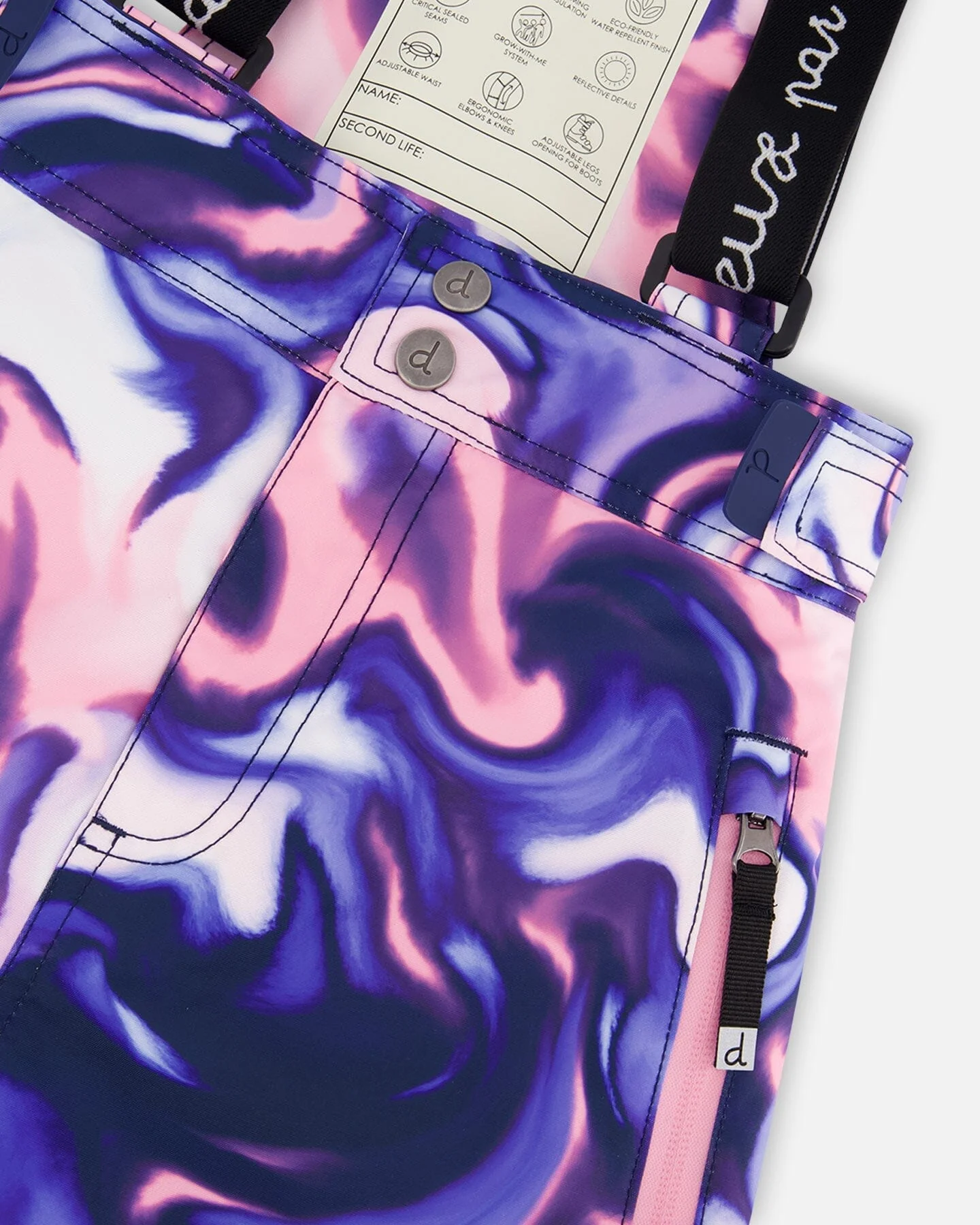 Two-Piece Teknik Snowsuit Pink And Blue Marble - Deux par Deux