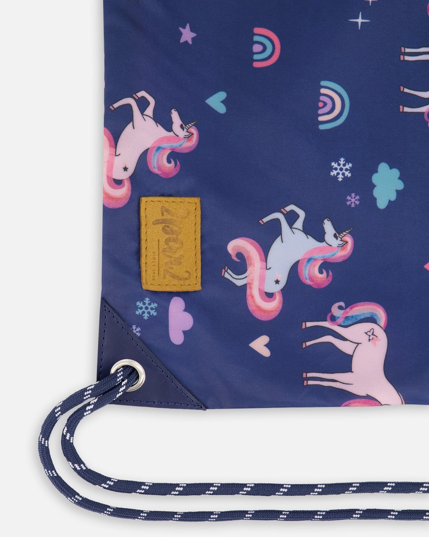 Drawstring Bag Navy Unicorn Print - Deux par Deux