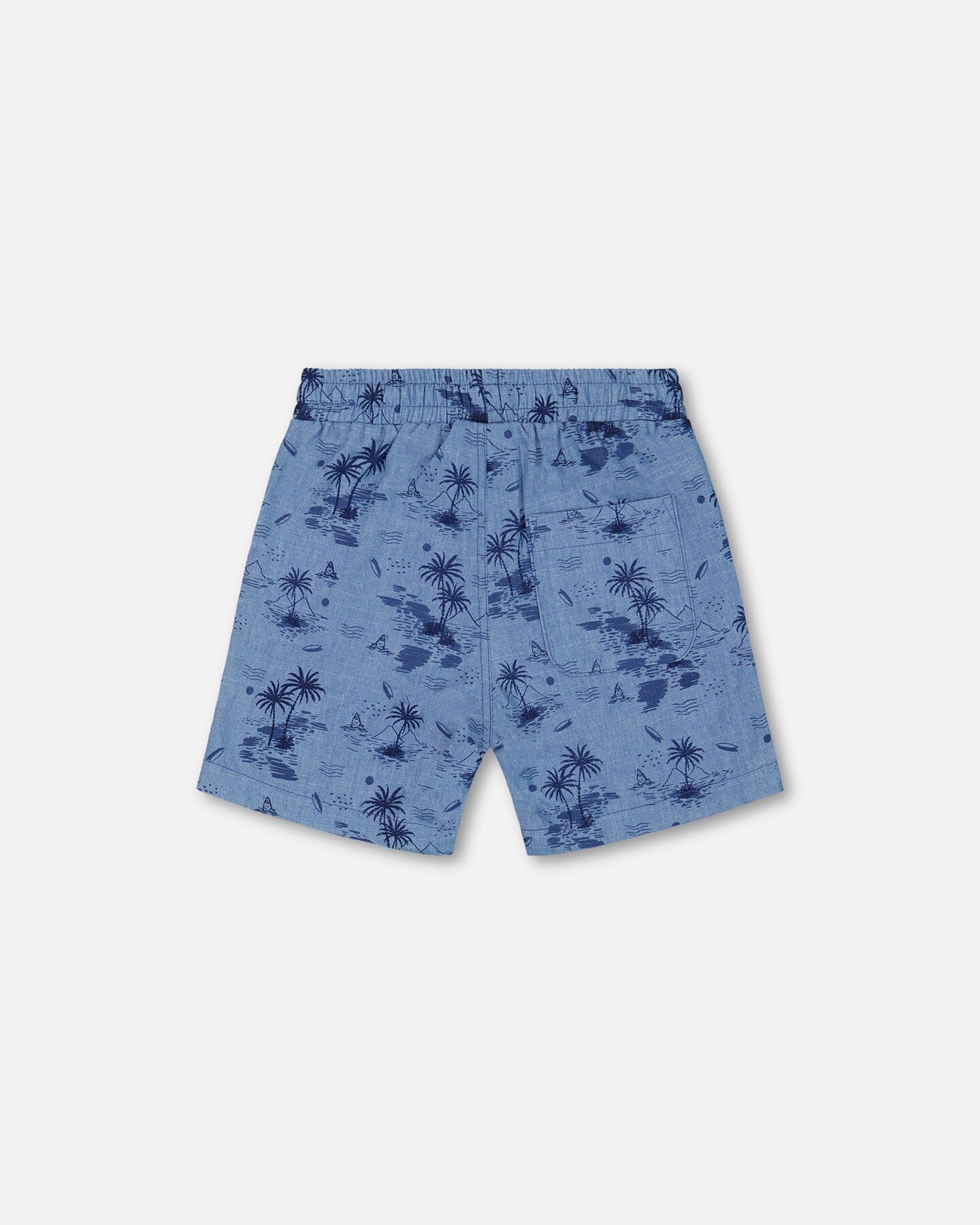 Printed Chambray Short Pale Blue And Navy - Deux par Deux