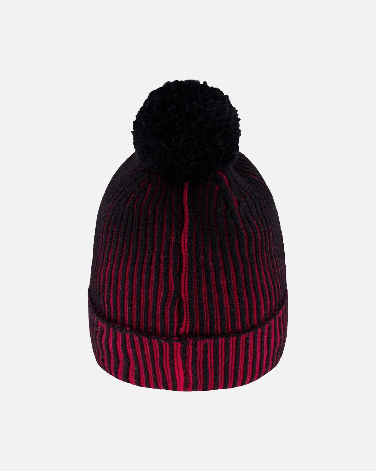 Lined Knit Pompom Hat Red And Black - Deux par Deux