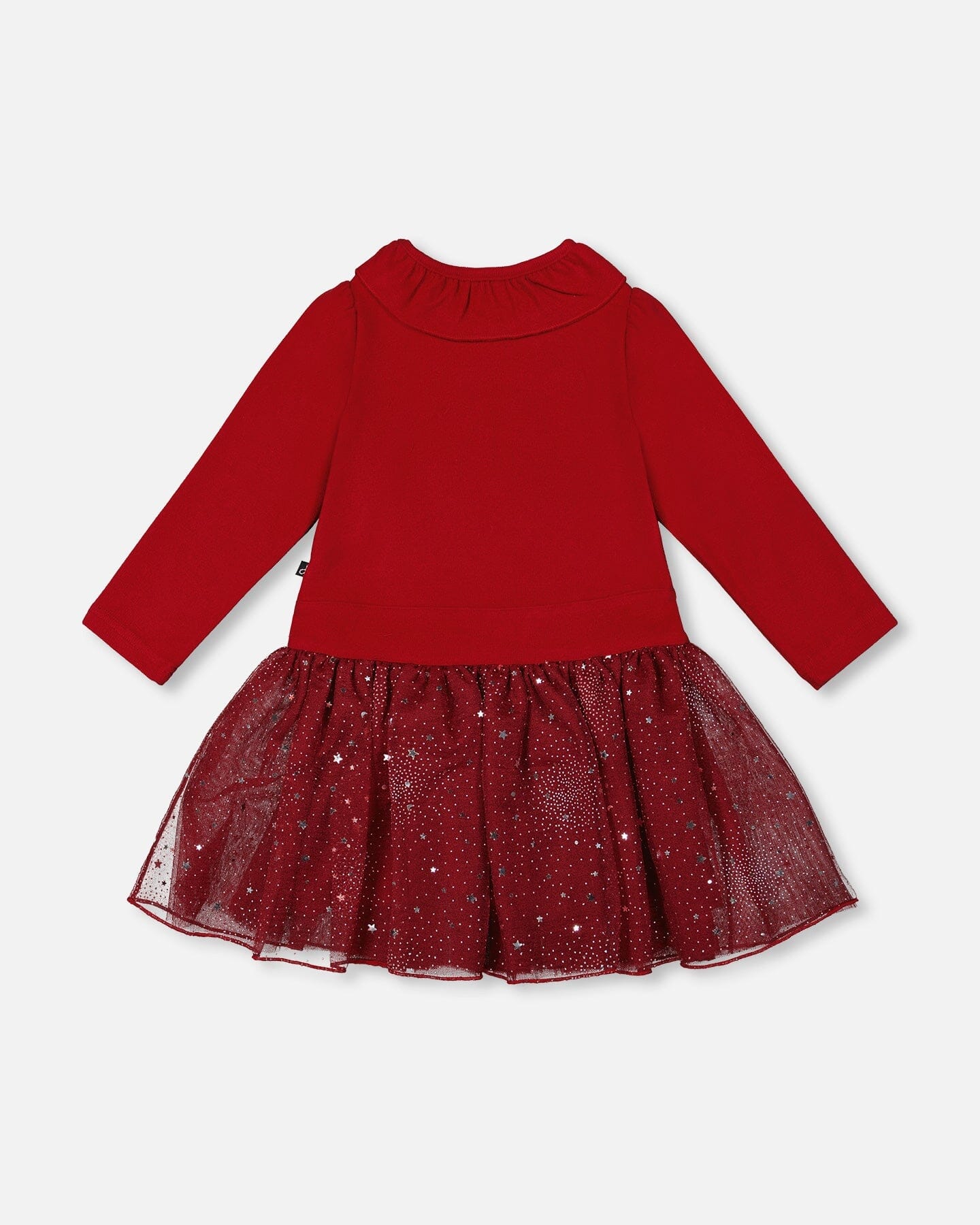 Bi-Material Dress With Glittering Skirt Red - Deux par Deux