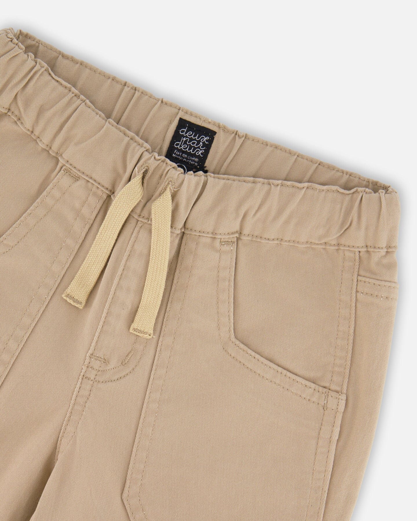Twill Jogger Pants With Patch Pockets In Beige - Deux par Deux