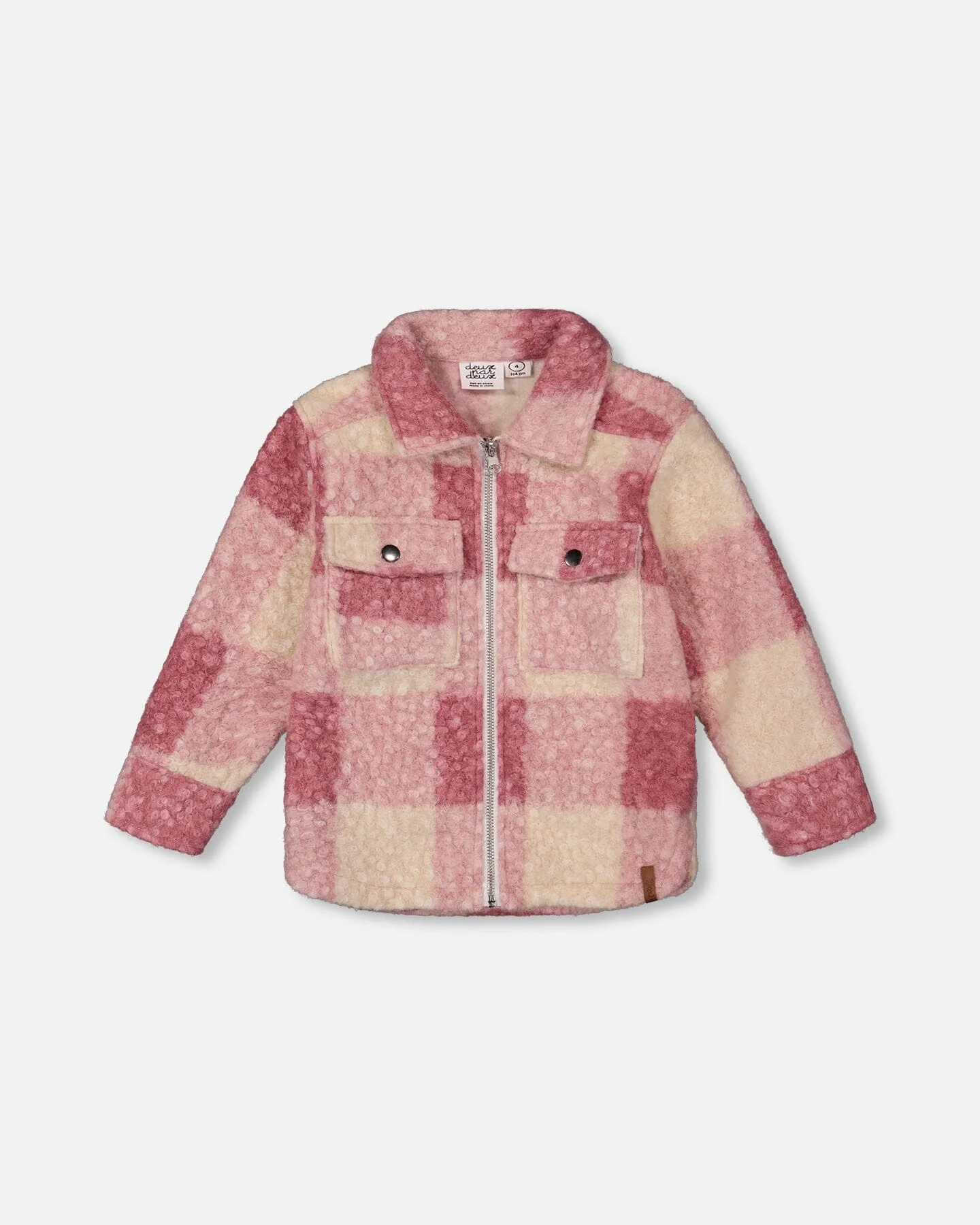 Zipped Plaid Overshirt Off-White And Pink - Deux par Deux