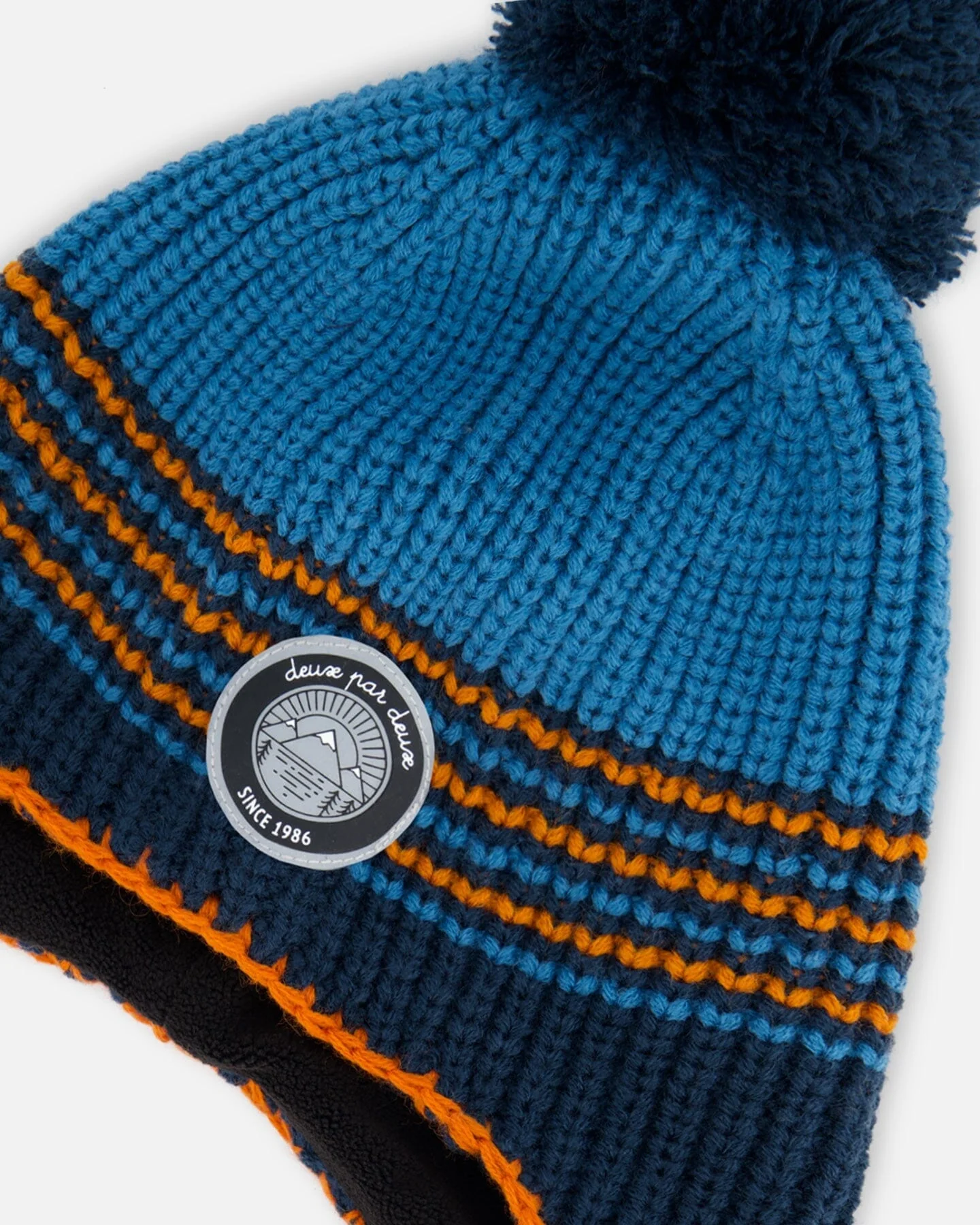 Peruvian Knit Hat Blue And Orange - Deux par Deux