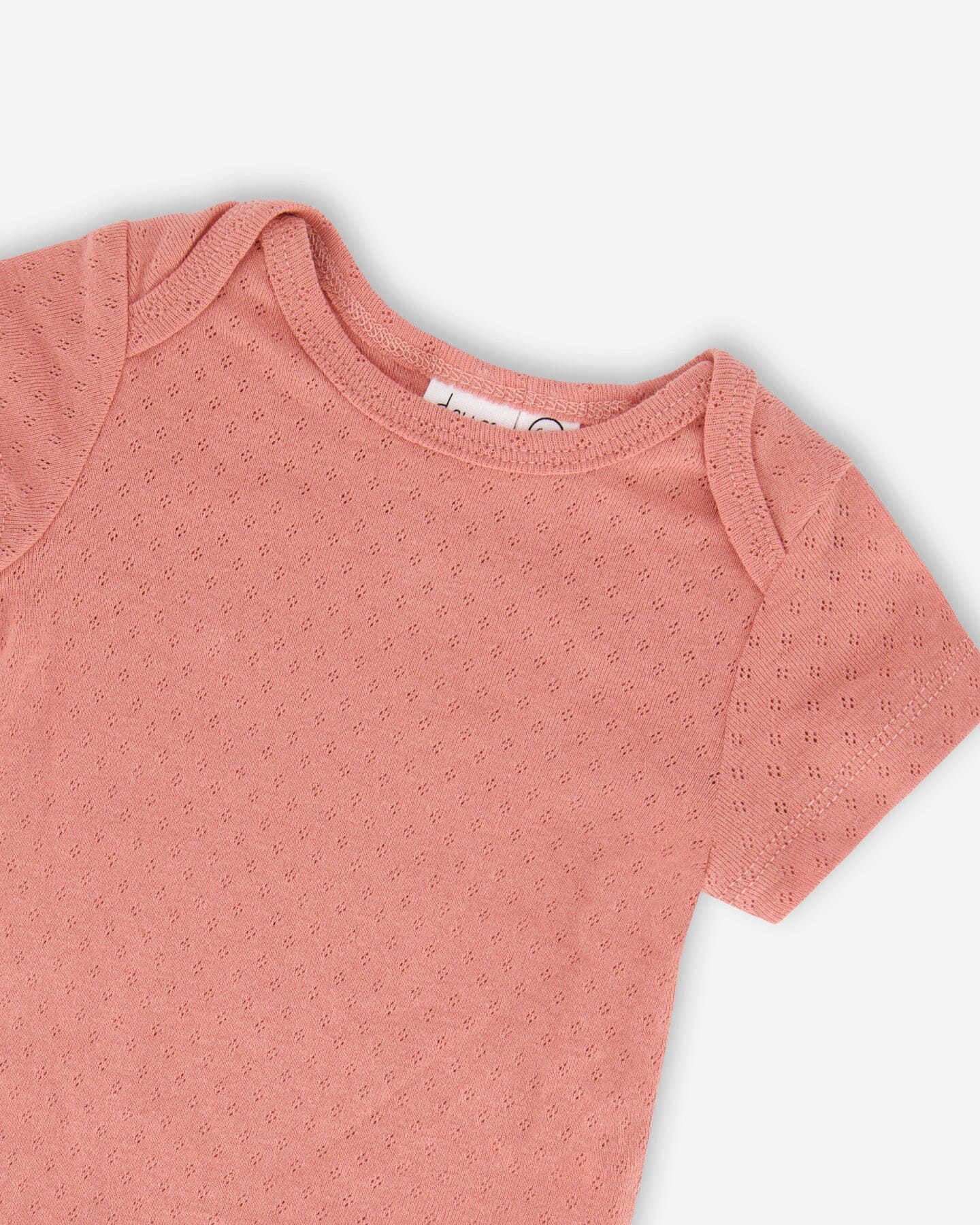 Organic Cotton Pointelle Knit Onesie And Shortall Set Heather Beige With Printed Cat - Deux par Deux