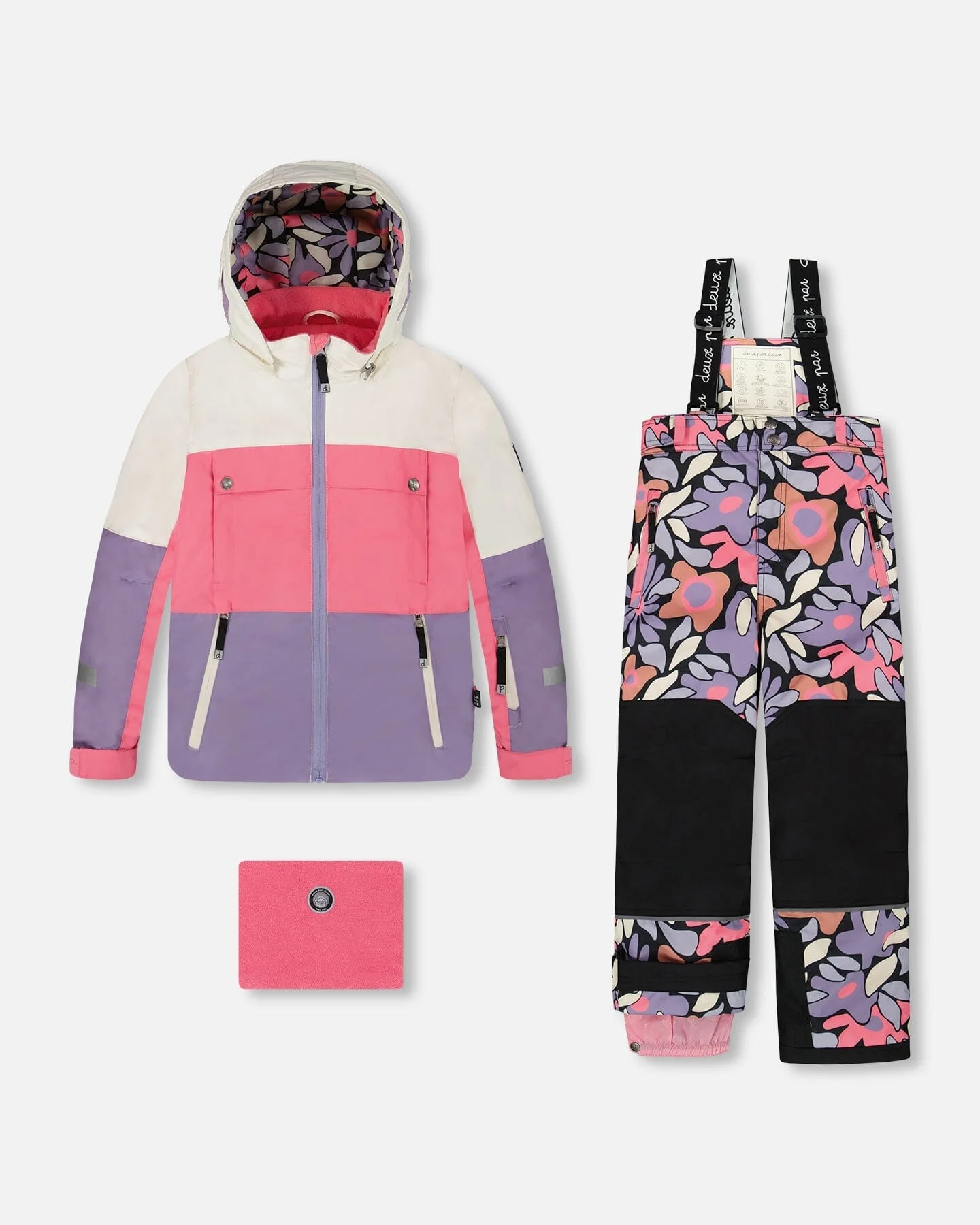 Two-Piece Teknik Snowsuit Black Retro Flower Print - Deux par Deux