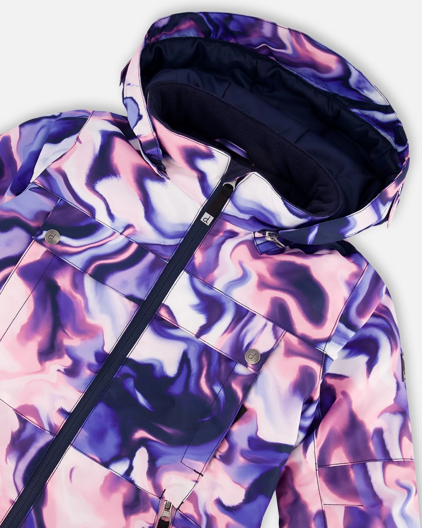 Two-Piece Teknik Snowsuit Pink And Blue Marble - Deux par Deux