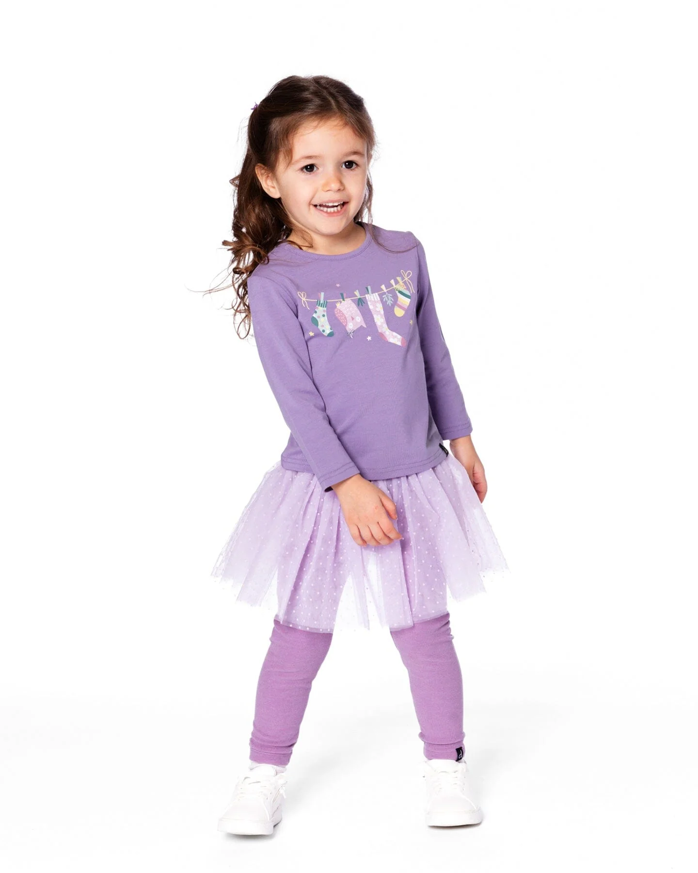 Leggings With Tulle Skirt Purple Gray - Deux par Deux