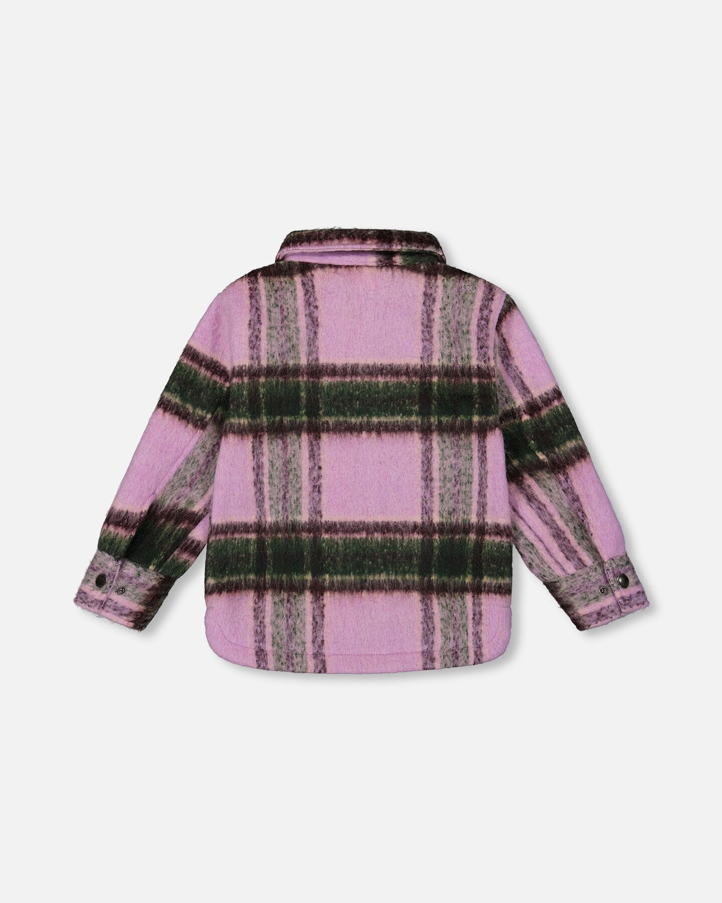 Zipped Plaid Overshirt Mauve And Green - Deux par Deux